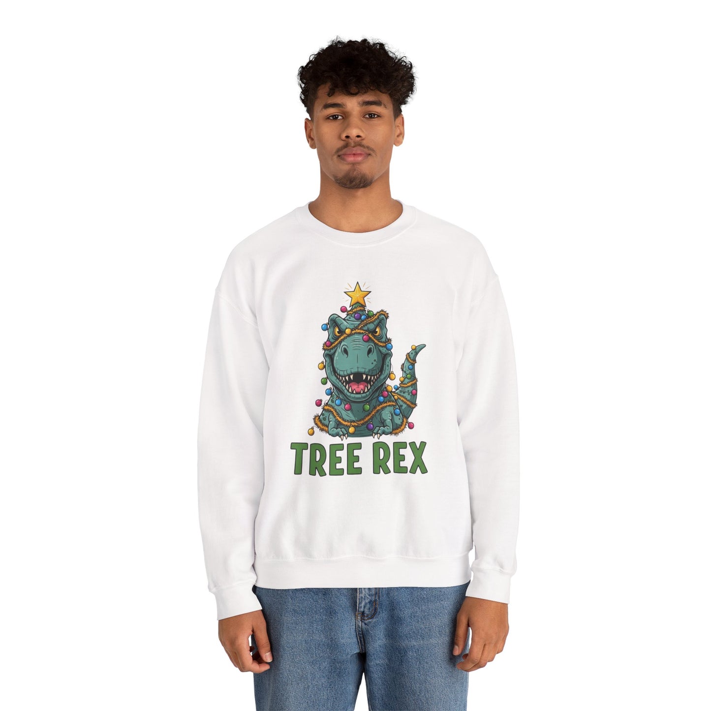 Tree Rex Christmas Sweatshirt, Funny Dinosaur Holiday Sweater, Cute T-Rex Christmas Crewneck, Festive Unisex Gift For Friends And Family
