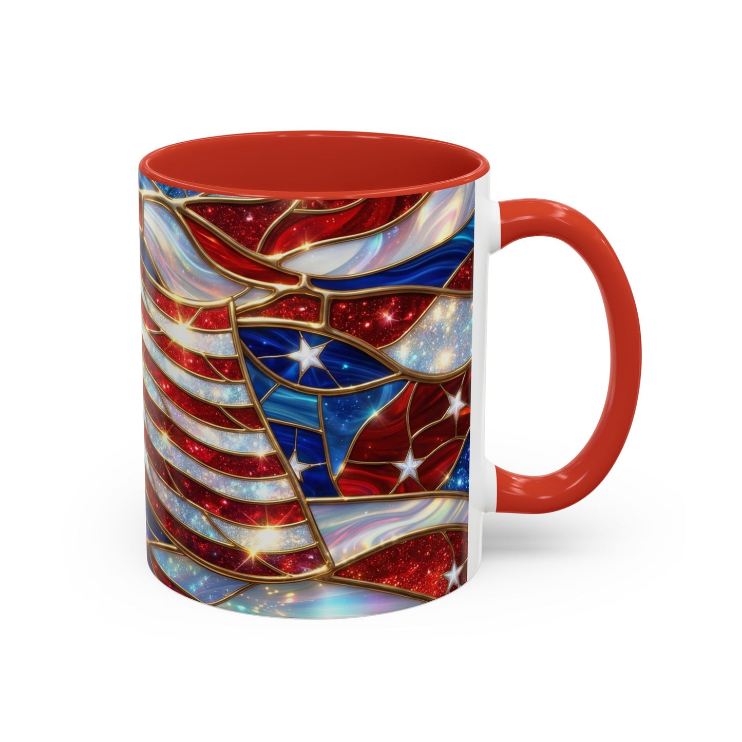 American Flag Mug, Stained Glass Flag Coffee Mug, Patriotic Mug, USA Flag Cup, Fourth Of July Gift, Veterans Gift Mug