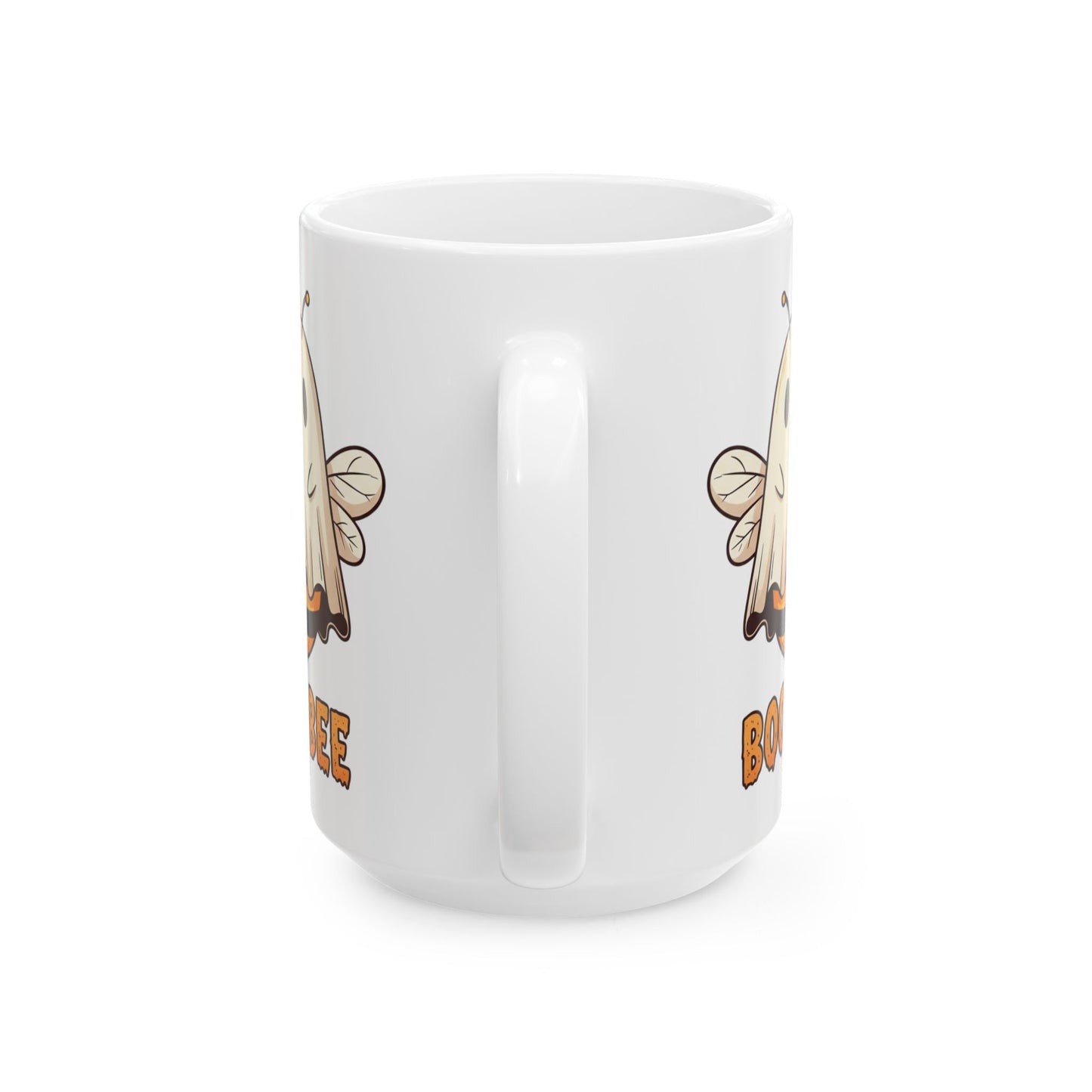 Boo Bee Halloween Mug - Funny Ghost Bee Coffee Cup, Spooky Season Pun Mug, Cute Fall Gift, 11oz and 15oz Ceramic Mug for Bee Lovers