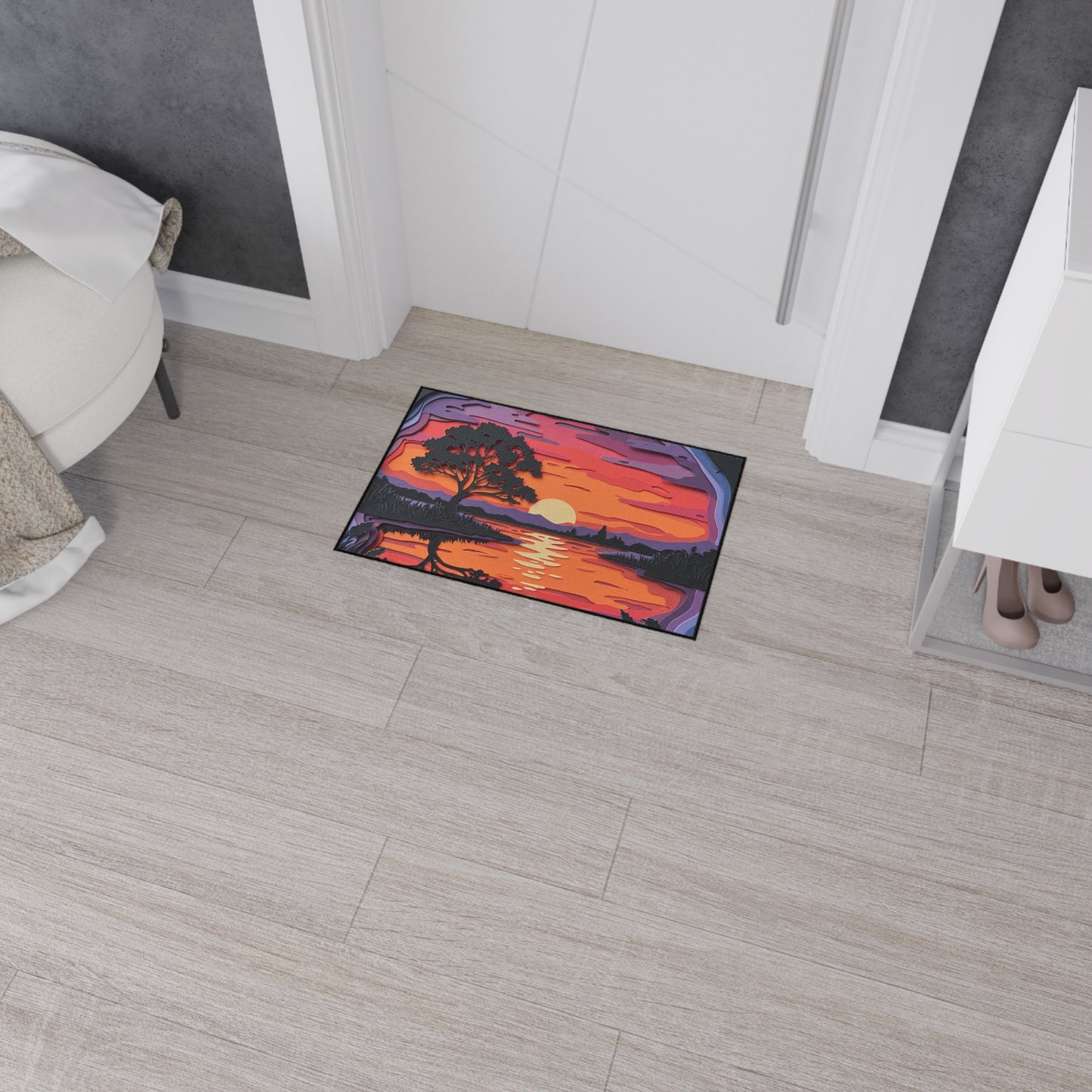 Floor Mat - Paper Art Sunset design