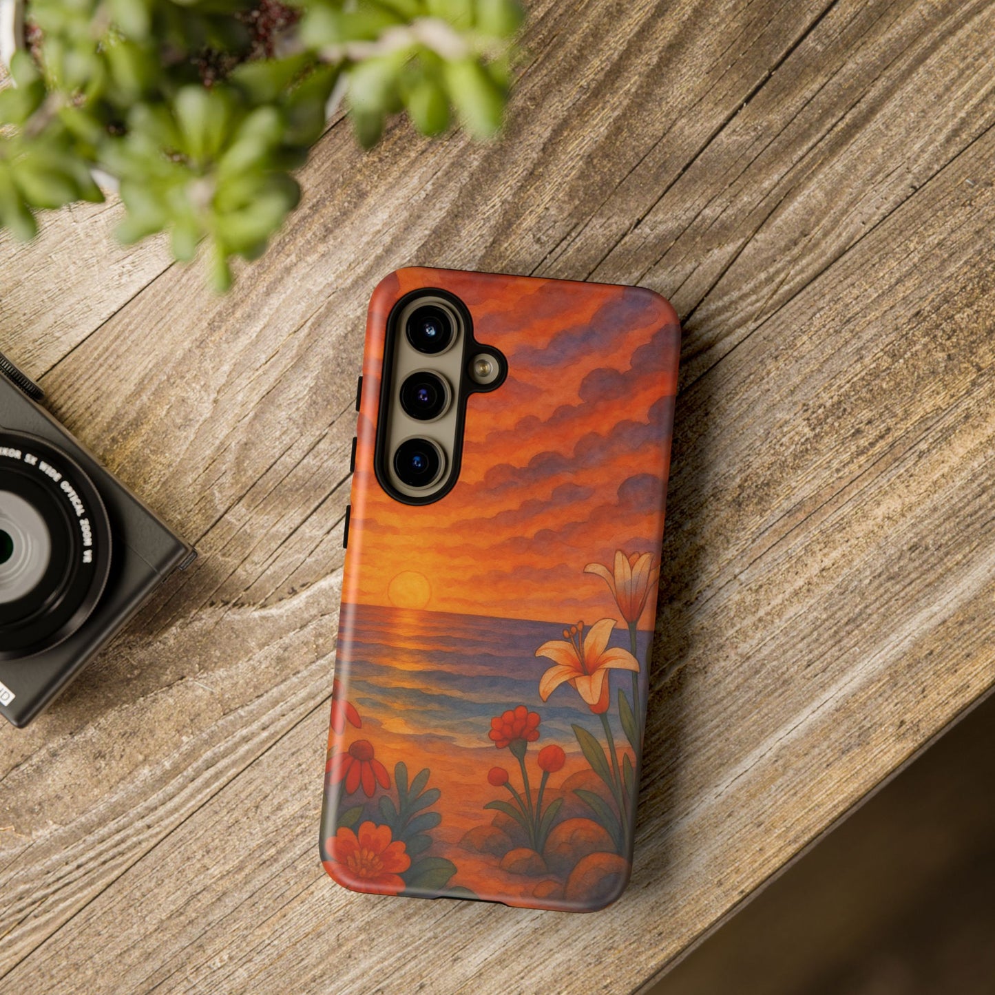 Samsung Case - Floral Ocean Sunset Watercolor Nautical Phone Case Beach Samsung Case Ocean Sunset Theme