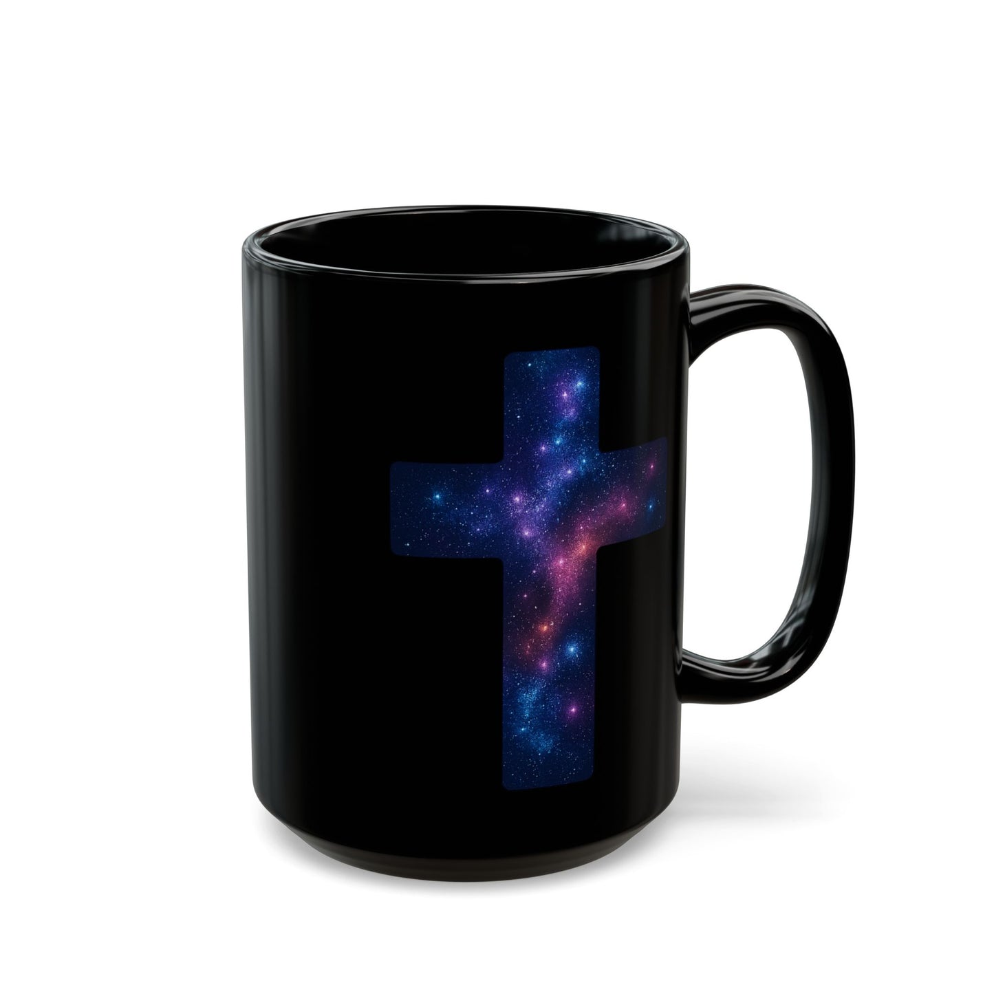 Galaxy Cross Coffee Mug – Celestial Cosmic Cross Design, Space Nebula Drinkware, Galaxy Art Mug, Trendy Astronomy Gift