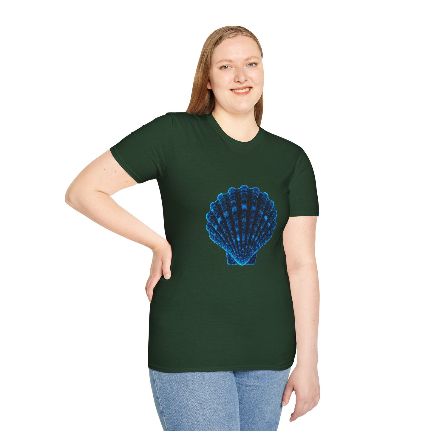 Geometric Digital Shell T‑Shirt • Nature Inspired Graphic Tee • Cottagecore, Y2K Nostalgia, Bold Minimalist Women & Men Gift