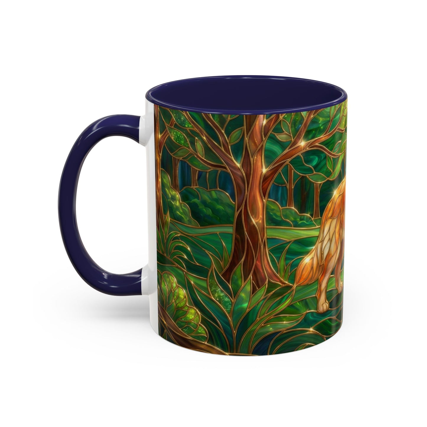 Stained Glass Golden Retriever Mug, Dog Lover Coffee Cup, Forest Dog Art Ceramic Mug, Pet Lover Gift, 11oz 15oz