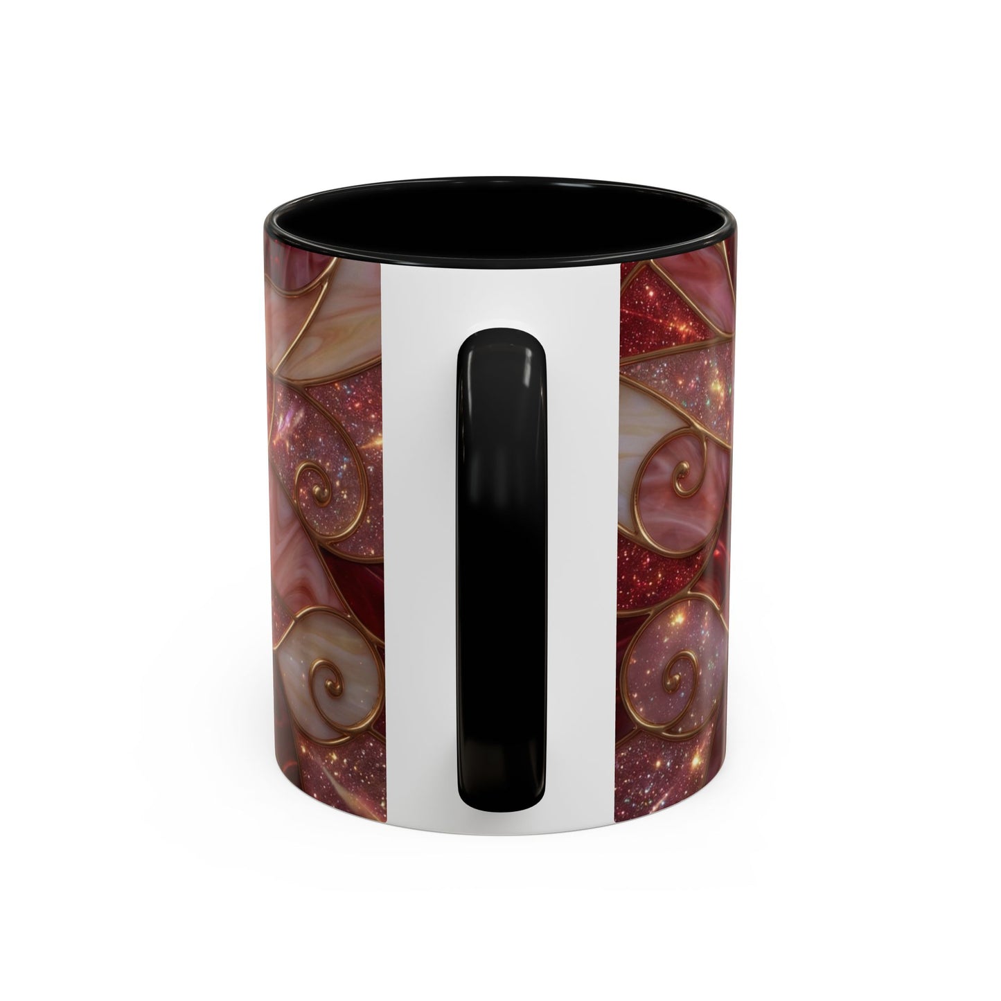 Stained Glass Heart Mug, Valentine Coffee Mug, Romantic Love Cup, Pink Red Ceramic Mug, Gift For Her, Anniversary Gift