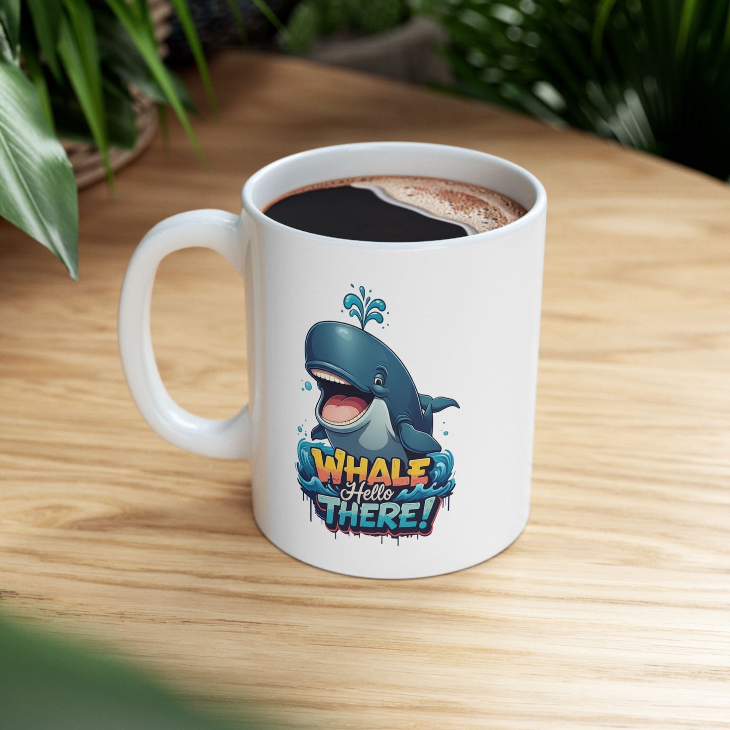 Whale Hello There Mug – Cute Ocean Whale Cartoon Coffee Tea Cup – Funny Pun Design – Nature Animal Lover Gift – Cottagecore Aesthetic Mug
