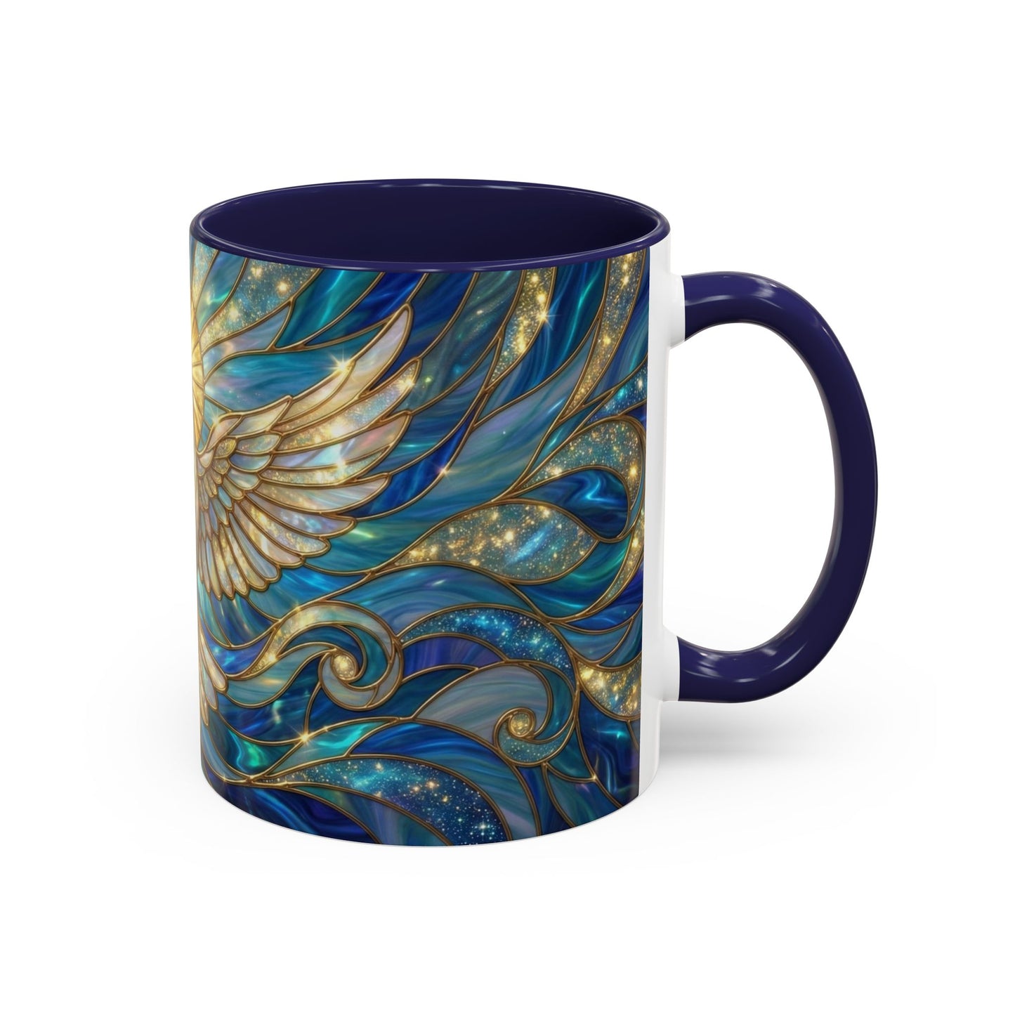 Stained Glass Dove Mug, Peace Dove Coffee Mug, Holy Spirit Dove Cup, Christian Gift Mug, Spiritual Art Mug, Faith Inspired Coffee Cup