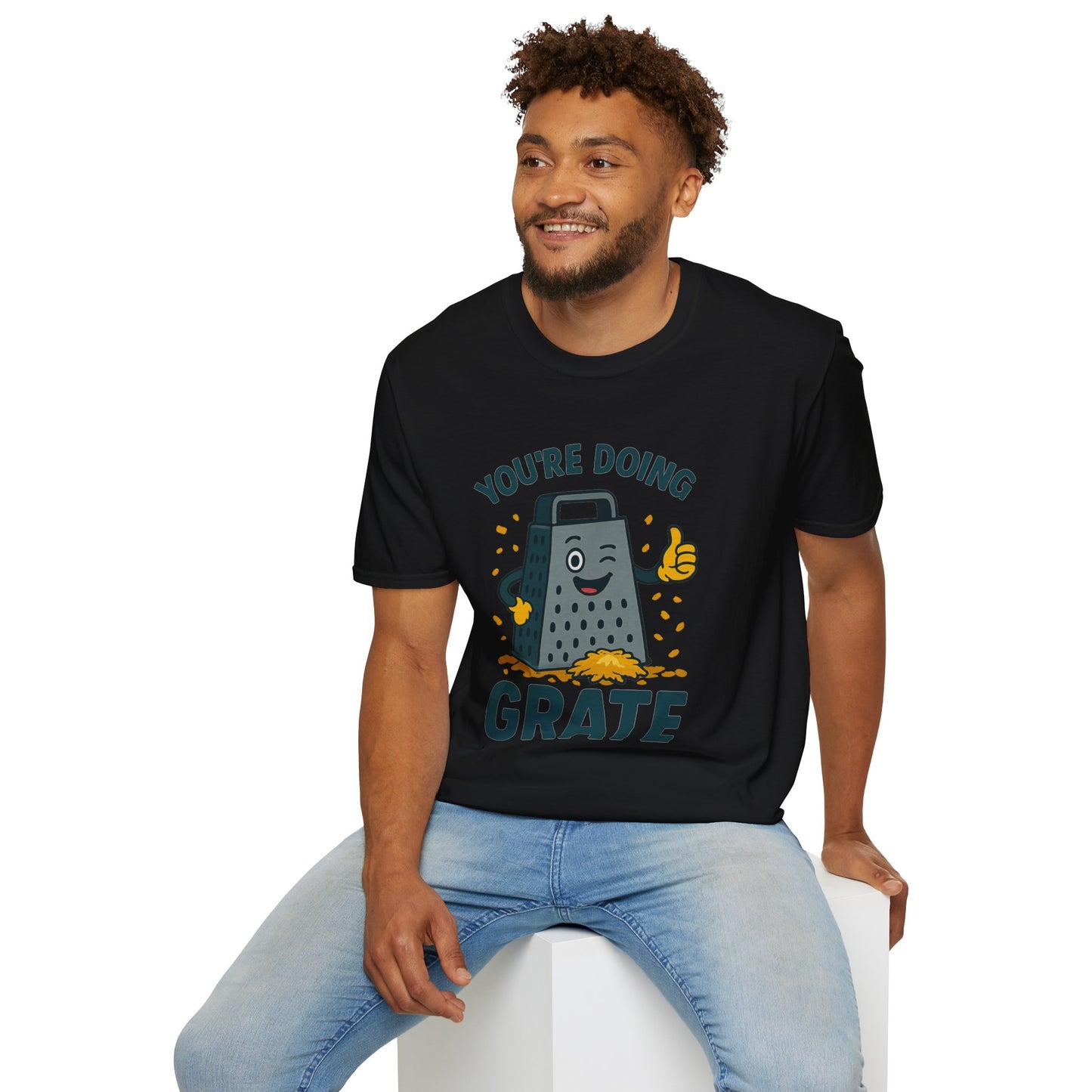 You’re Doing Grate Funny Cheese Grater Pun T-Shirt | Cute Kitchen Humor Graphic Tee | Encouragement Gift for Food & Pun Lovers