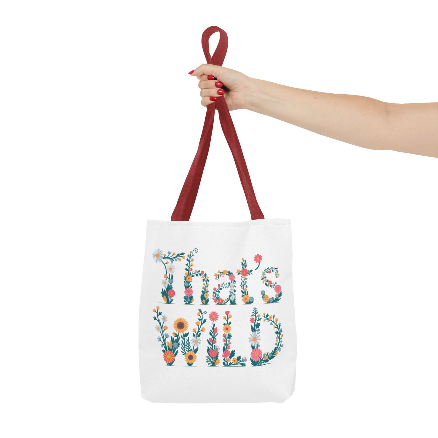 That’s Wild Floral Tote Bag – Cute Boho Canvas Bag With Colorful Flower Lettering, Eco Reusable Shopping Tote, Nature Lover Gift For Everyday Style