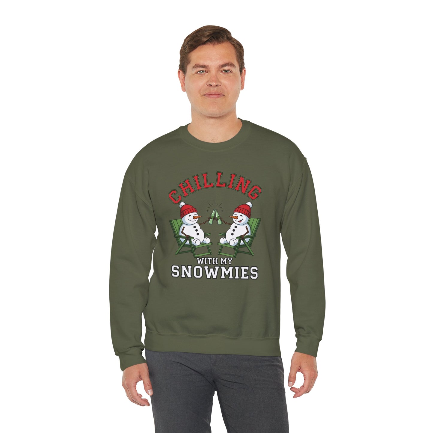 Chilling With My Snowmies Sweatshirt - Funny Christmas Snowman Sweater, Holiday Party Shirt, Cute Winter Gift, Matching Friends Xmas Top