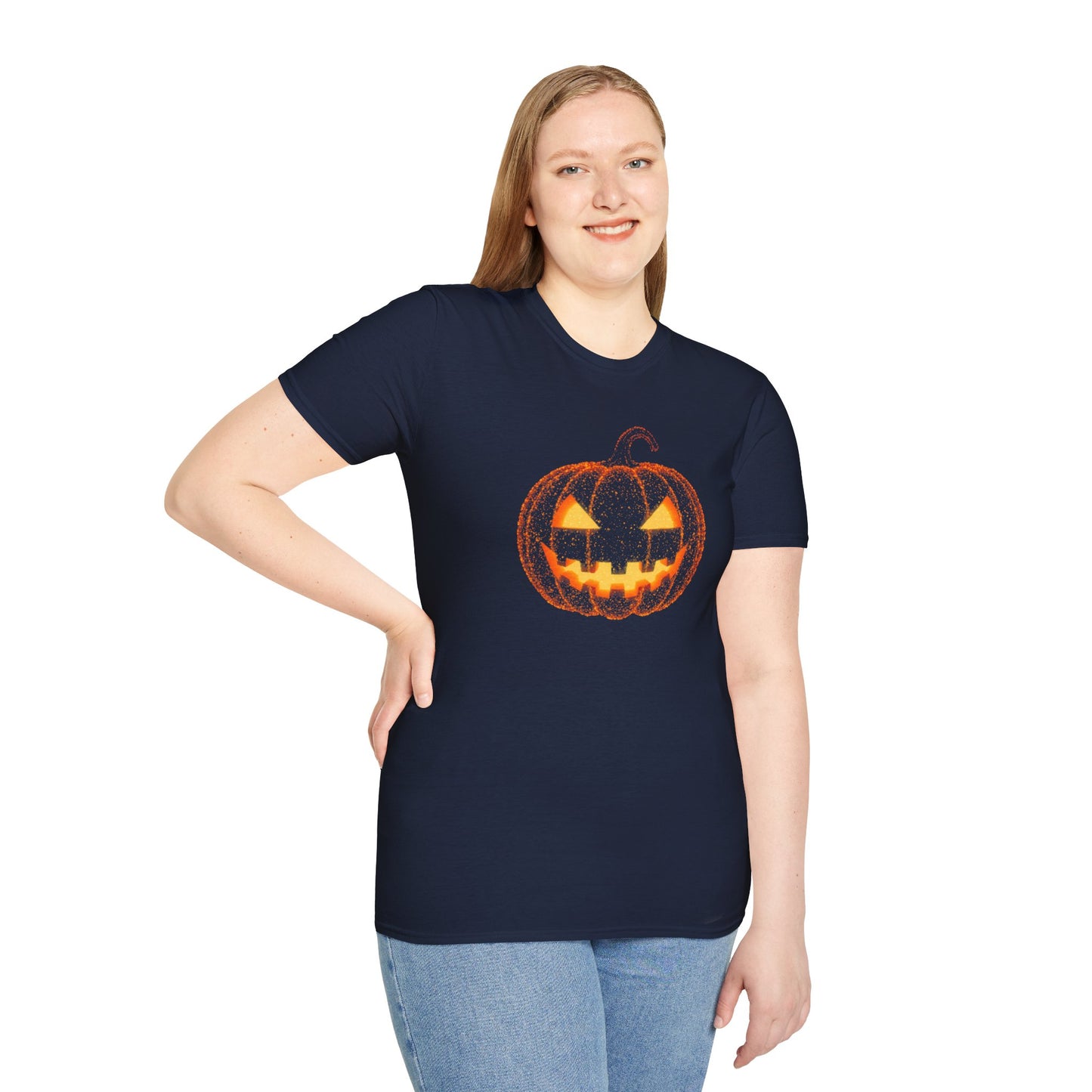 Bioluminescent Jack-O'-Lantern Halloween Shirt - Glowing Pumpkin Face Tee, Spooky Fall T-Shirt, Halloween Party Shirt, Unisex Fit