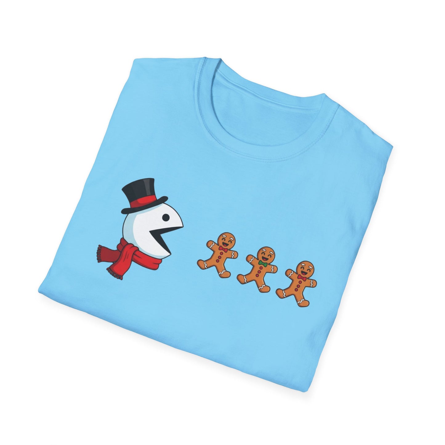 Snowman Pacman Christmas Shirt, Funny Gingerbread Men Tee, Cute Holiday Snowman T-Shirt, Christmas Humor Graphic Tee, Winter Holiday Shirt