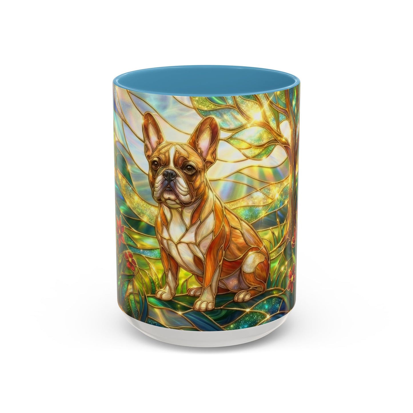 Stained Glass French Bulldog Mug, Frenchie Dog Coffee Mug, Dog Lover Gift Cup, Colorful Art Nouveau Dog Mug, Pet Lover Gift
