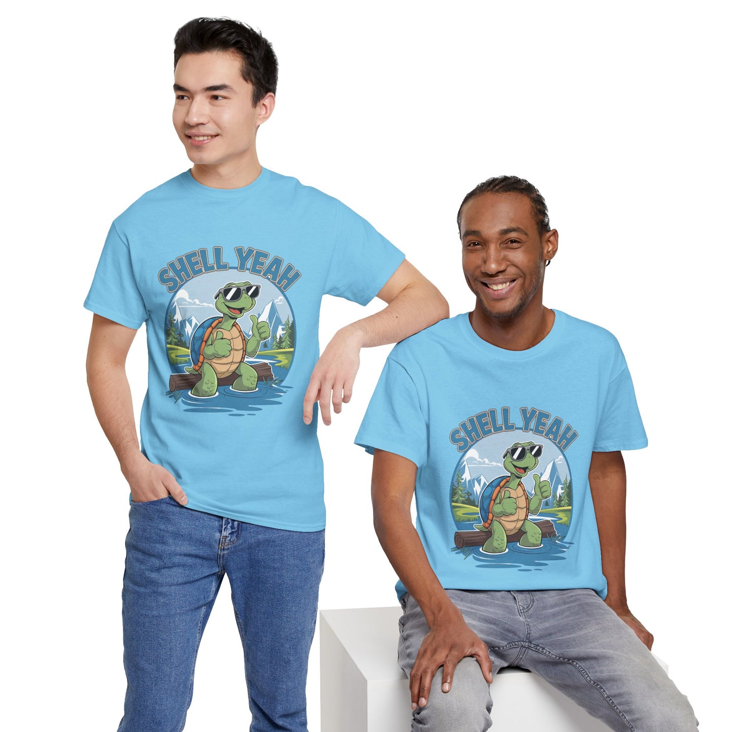 SHELL YEAH Turtle T-Shirt | Funny Cute Turtle Nature Graphic Tee | Handmade Animal Lover Gift | Eco Outdoor Adventure Shirt