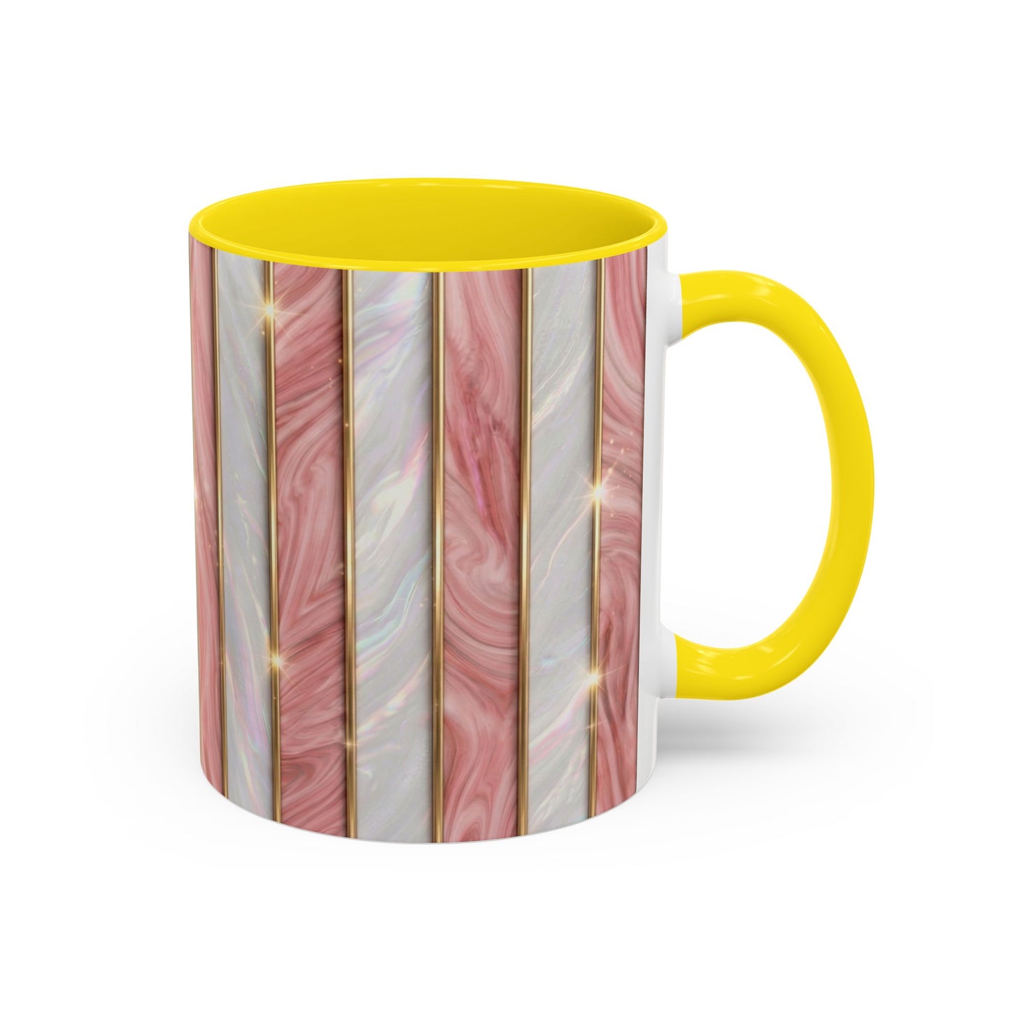 Pink Marble Coffee Mug, Gold Stripe Faux Agate Cup, Glam Desk Accessory, Elegant Tea Mug, Luxury Gift for Her, Chic Office Desk Decor