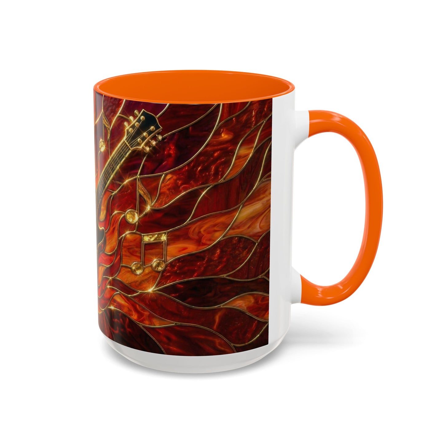 Stained Glass Guitar Mug, Fire Guitar Coffee Mug, Music Lover Gift Mug, Rock Guitar Art Cup, Musician Gift Mug, Guitar Lover Cup