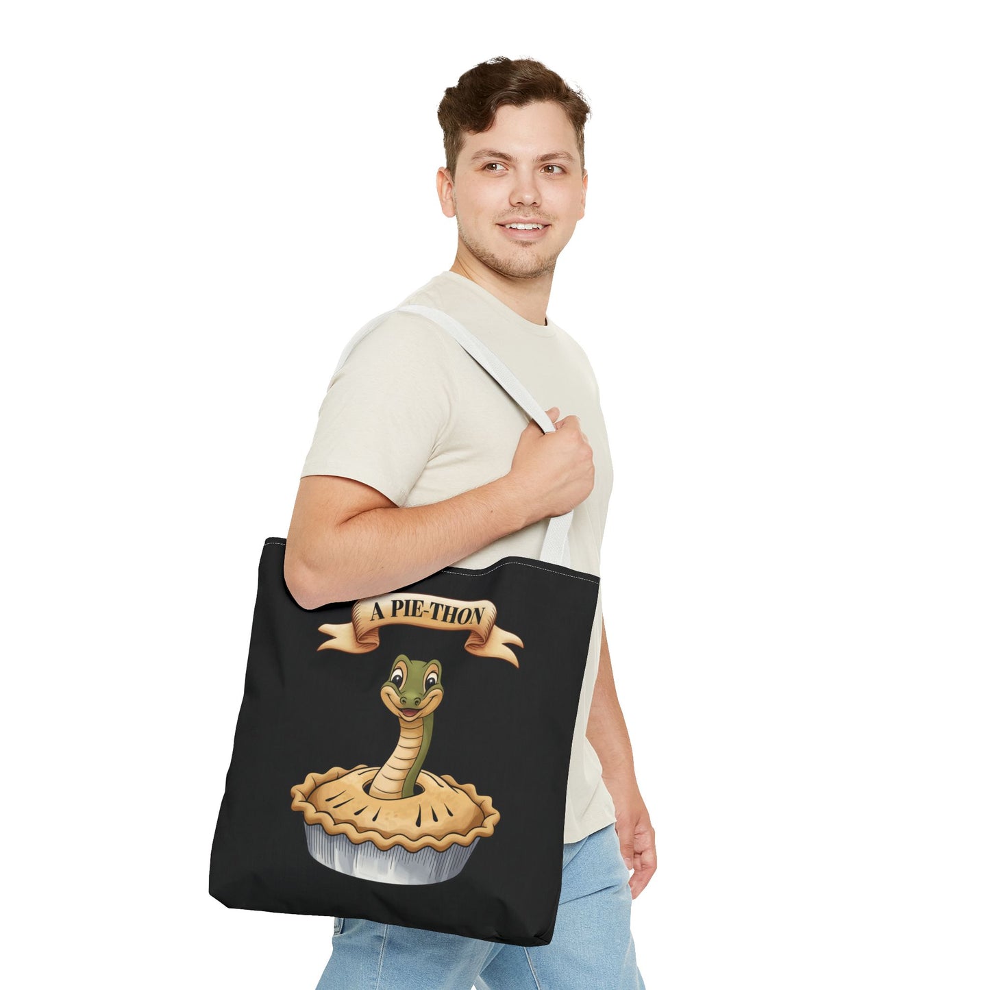 Funny Tote Bag with Snake Joke - Pie-Thon