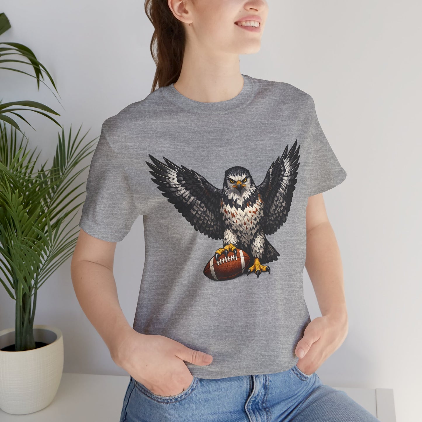 Hawk Football Shirt, Hawk Holding Football T Shirt, Hawk Mascot Tee, Football Bird Of Prey Shirt, Game Day Sports Tee, Hawk Fan Gift