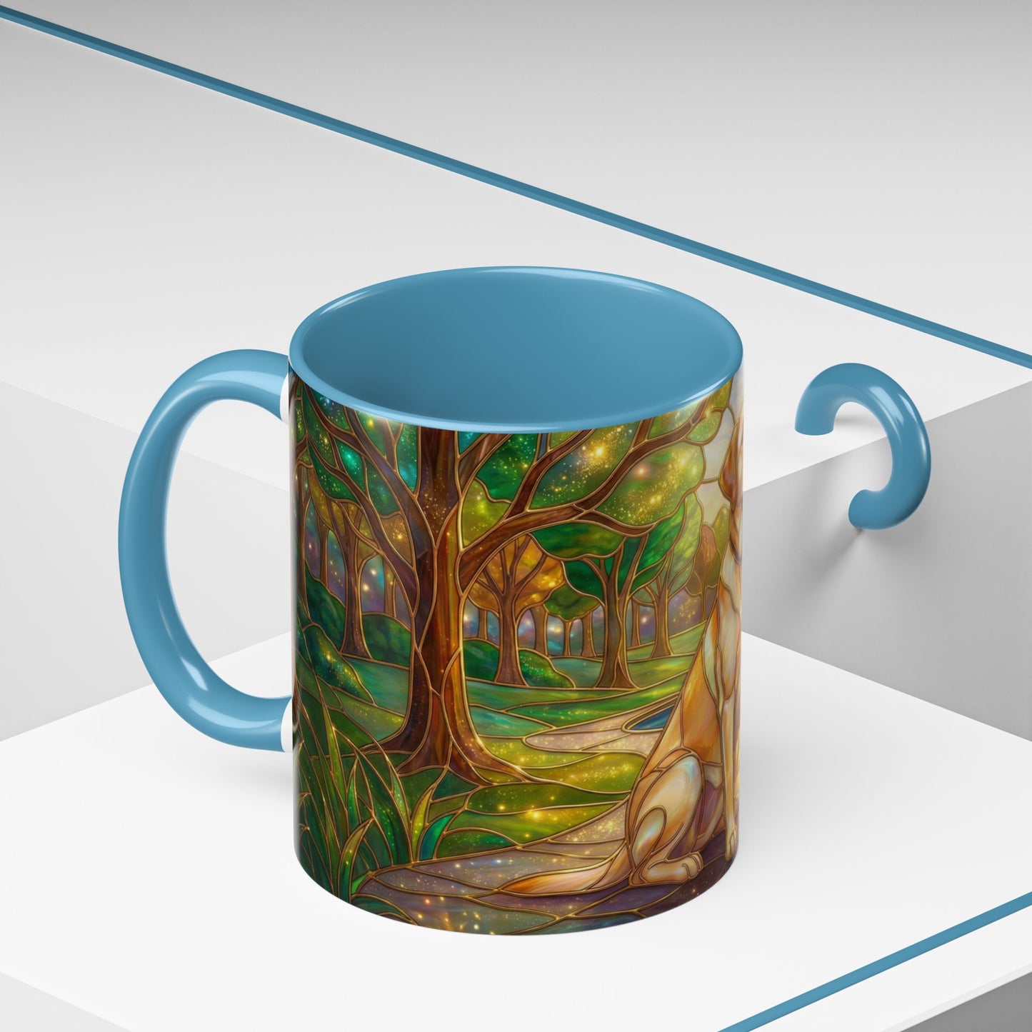 Stained Glass Labrador Mug, Dog Lover Coffee Mug, Labrador Retriever Art Cup, Pet Memorial Gift, Colorful Dog Mug, Nature Art Mug