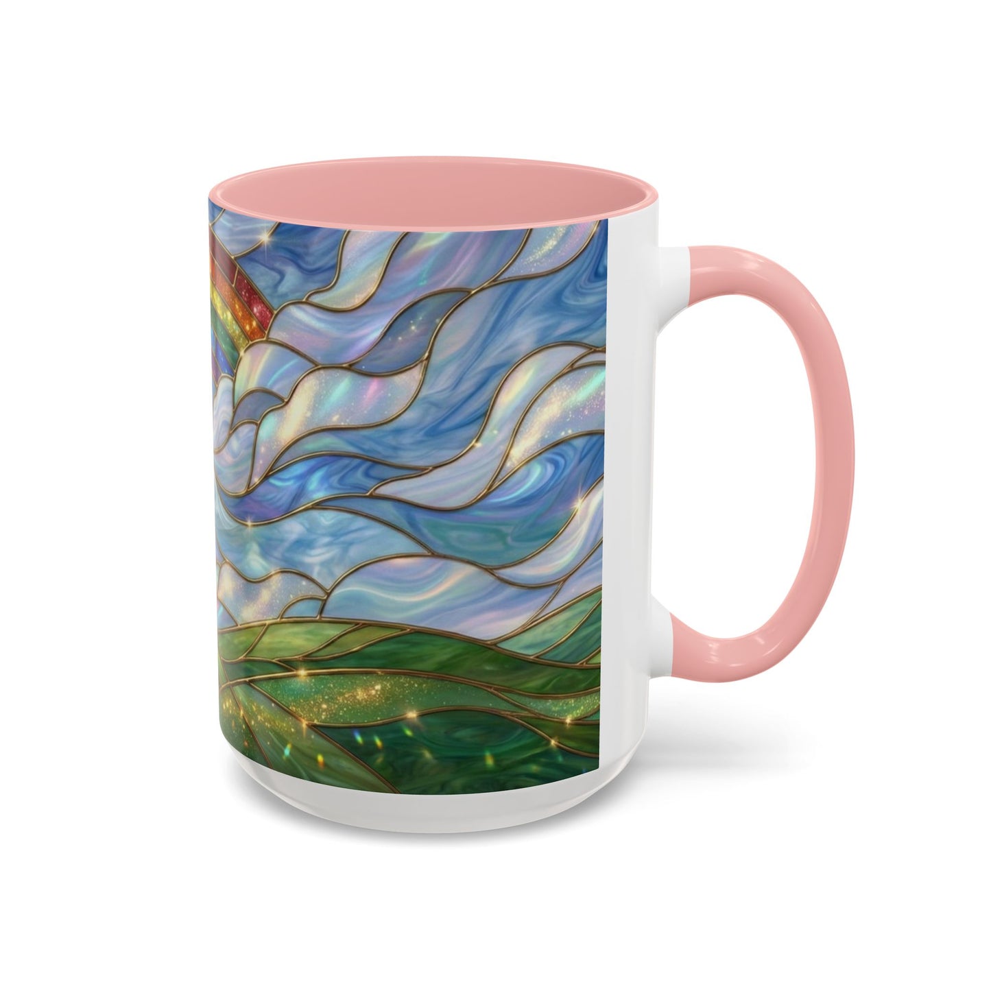 Stained Glass Rainbow Mug, Pot Of Gold Coffee Cup, St Patricks Day Gift, Whimsical Magical Art Mug, Lucky Irish Leprechaun Treasure