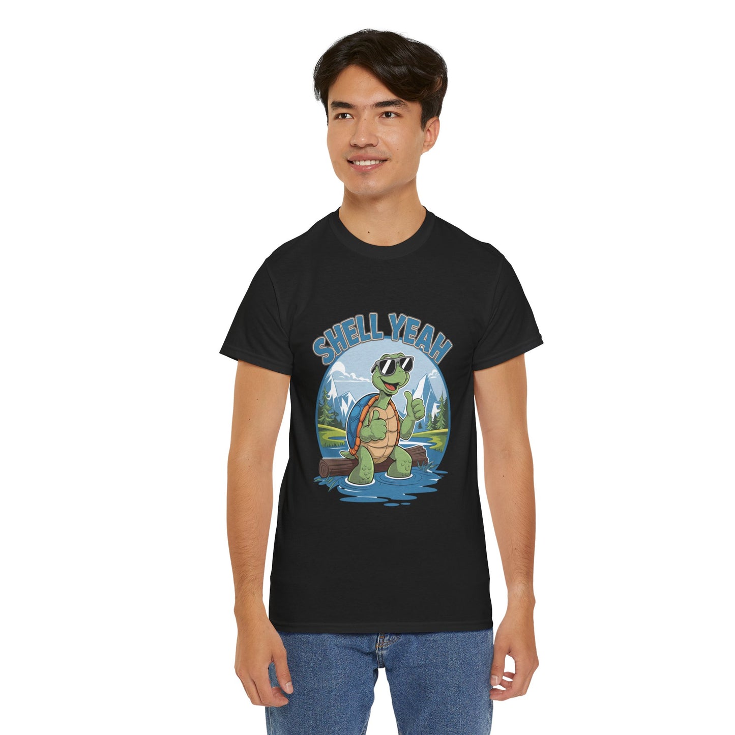 SHELL YEAH Turtle T-Shirt | Funny Cute Turtle Nature Graphic Tee | Handmade Animal Lover Gift | Eco Outdoor Adventure Shirt