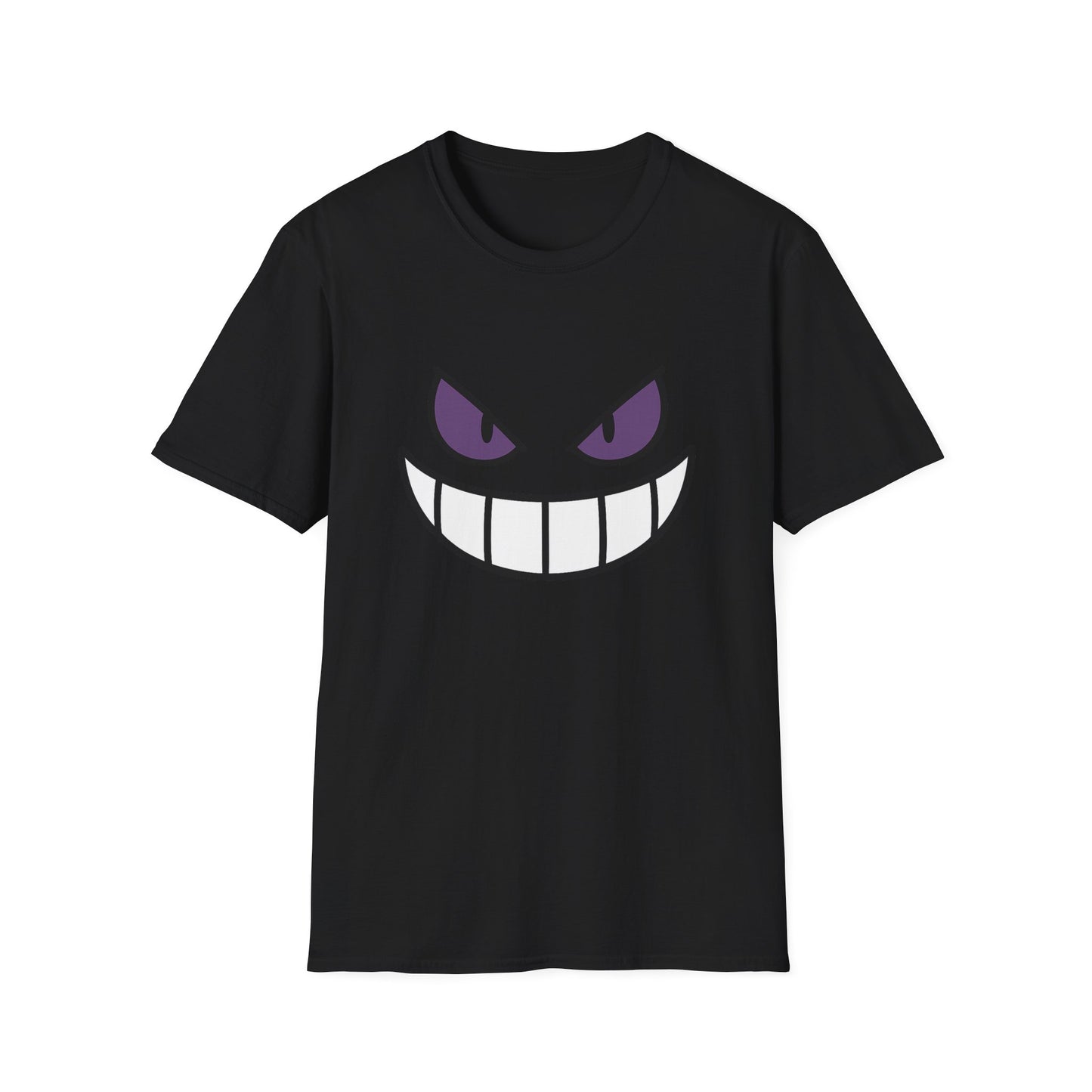 Mischievous Shadow Face Tee - Purple Eyes and Big Grin Graphic Shirt | Spooky Cute Gift, Retro Gaming Vibe, Funny Halloween Unisex Top