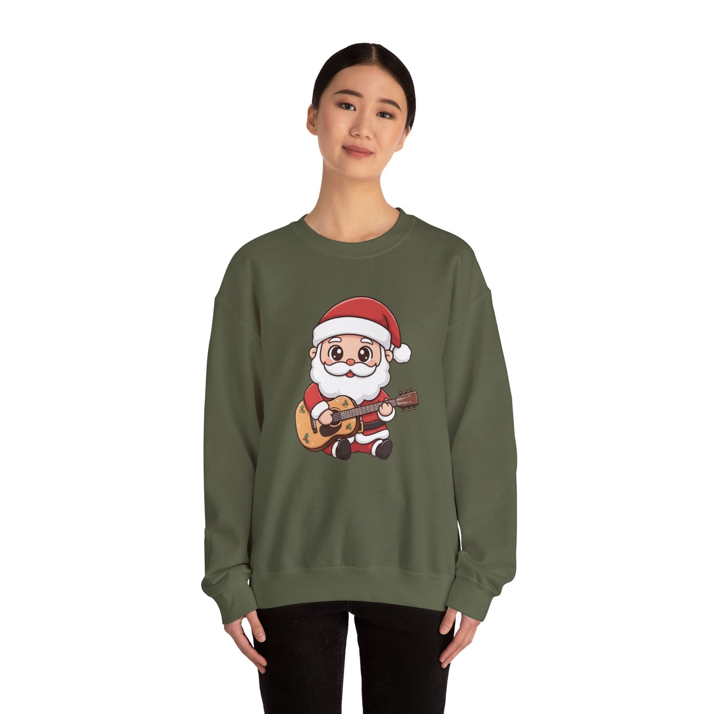 Cute Santa Guitar Sweatshirt | Christmas Music Lover Sweater | Holiday Crewneck | Funny Santa Musician Shirt | Cozy Xmas Gift for Him or Her