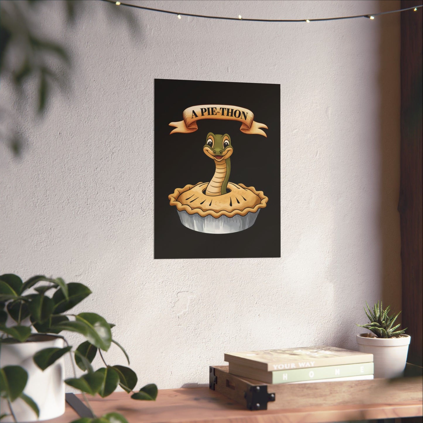 Vertical Poster - Funny 'Pie-Thon' Snake in Pie Joke Print