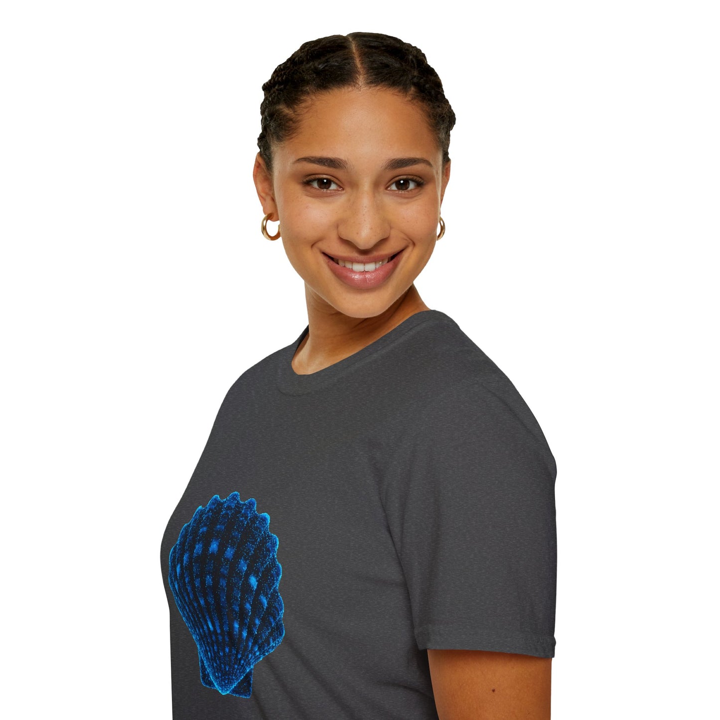 Geometric Digital Shell T‑Shirt • Nature Inspired Graphic Tee • Cottagecore, Y2K Nostalgia, Bold Minimalist Women & Men Gift