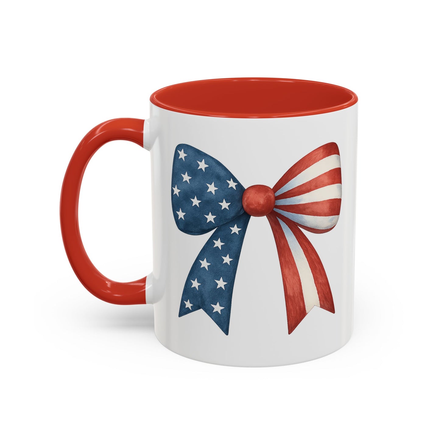 Patriotic Bow Mug | 4th of July Coffee Mug | American Flag Mug | USA Stars Stripes Cup | July 4th Gift Idea | Red White Blue Drinkware