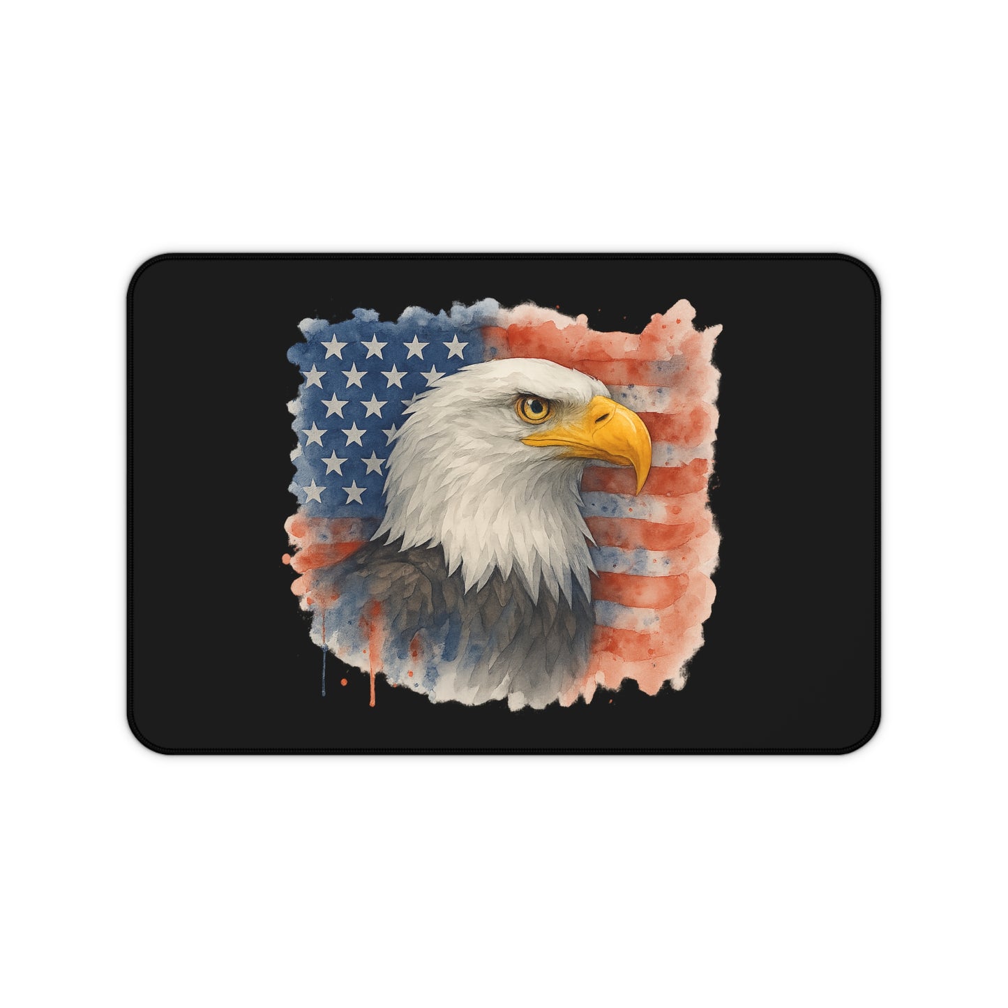 Mouse Pad Desk Mat with Bald Eagle and American Flag Watercolor Painting Patriotic Decor Independence Day Mat 4th of July Mouse Pad