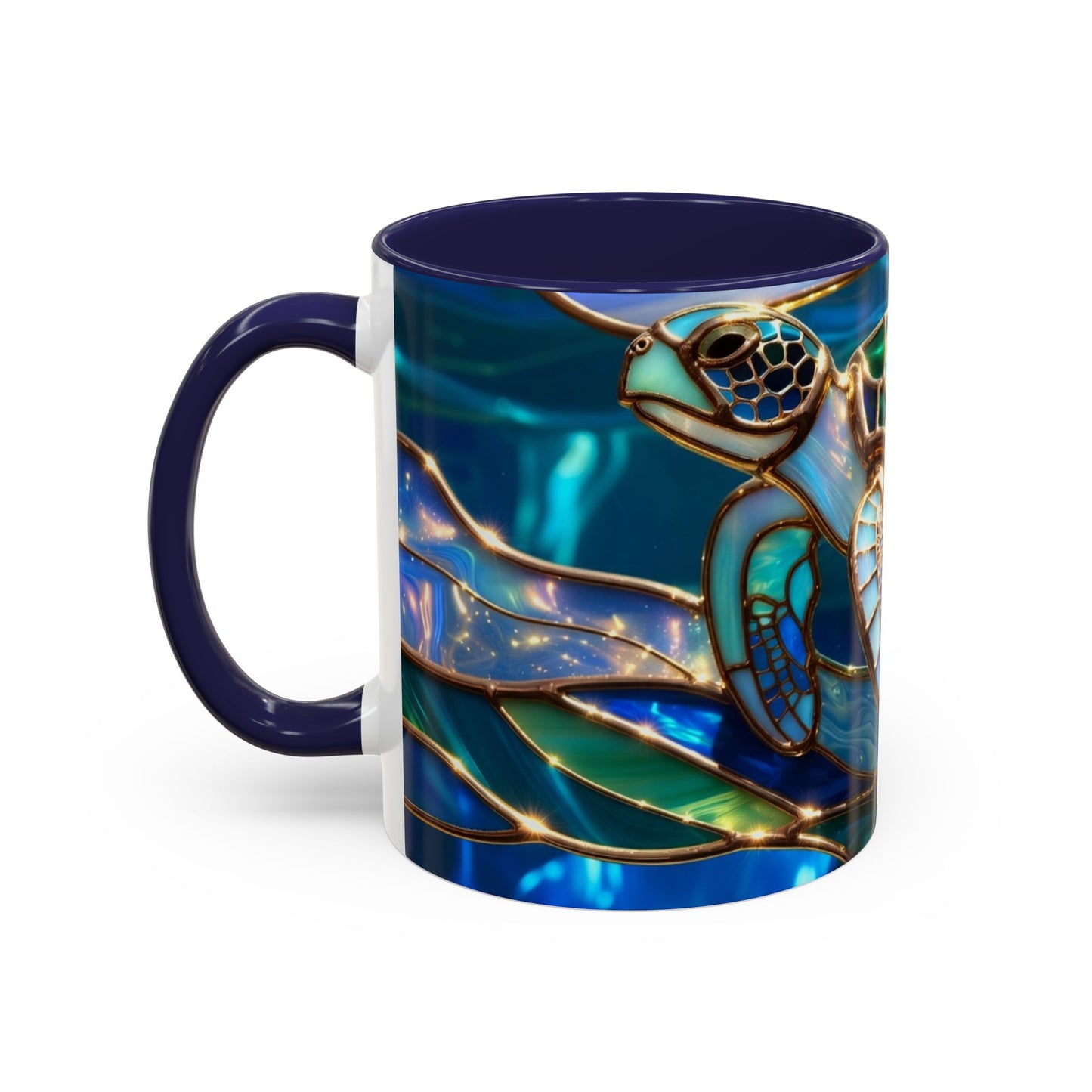 Stained Glass Sea Turtle Mug, Ocean Turtle Coffee Cup, Coastal Beach Mug Gift, Marine Life Art Cup, Sea Lover Gift, Ocean Wildlife Mug