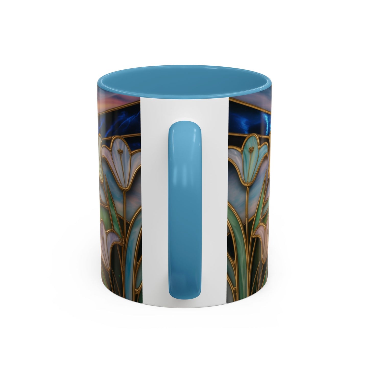 Stained Glass Cross Mug, Christian Coffee Cup, Faith Gift Mug, Religious Art Mug, Floral Church Mug, Inspirational Faith Cup, Easter Gift