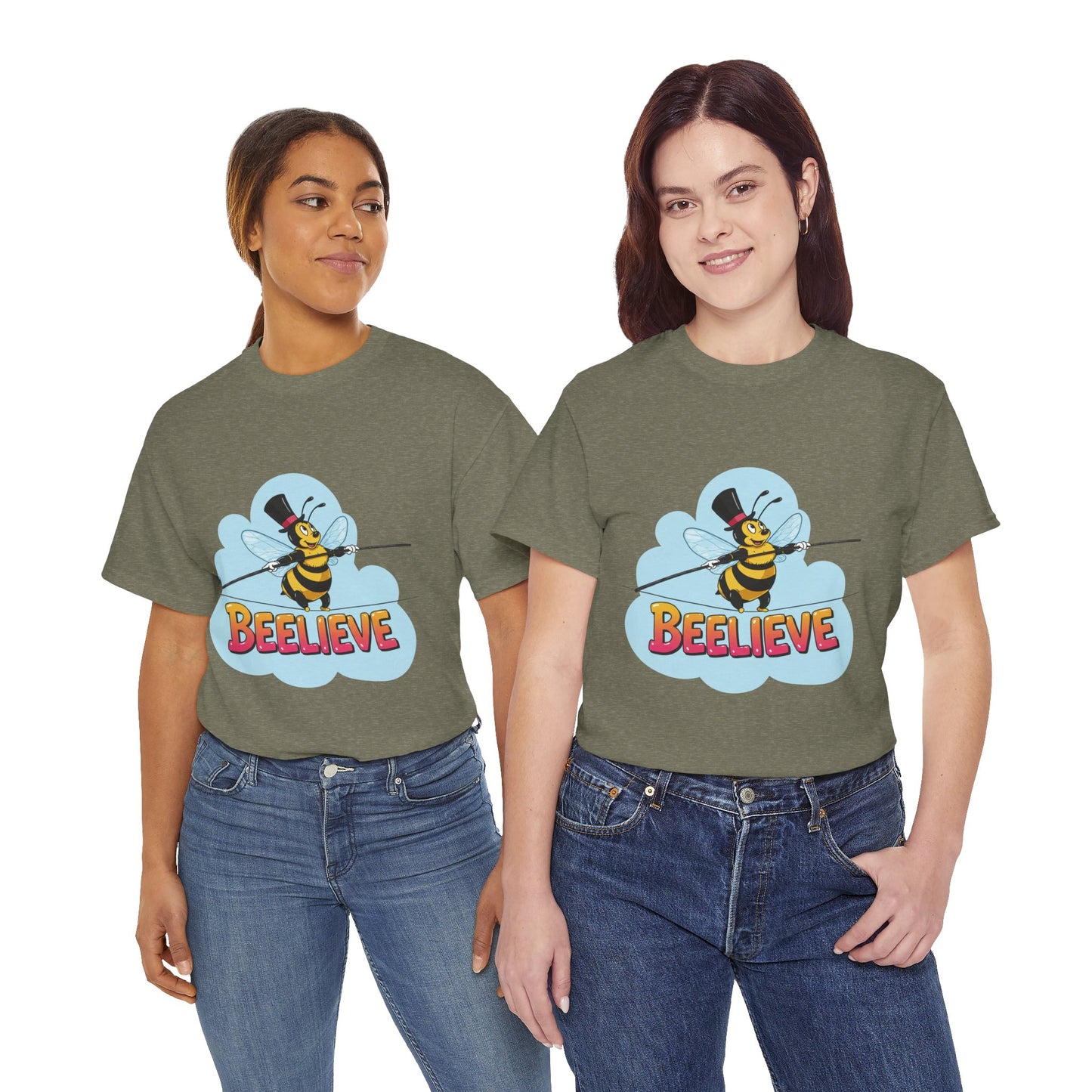 “Beelieve” Bee Pun T‑Shirt | Cute Bee Graphic Tee | Inspirational Pun Shirt | Funny Nature Lover Gift | Bee Belief Positive Vibes Tee