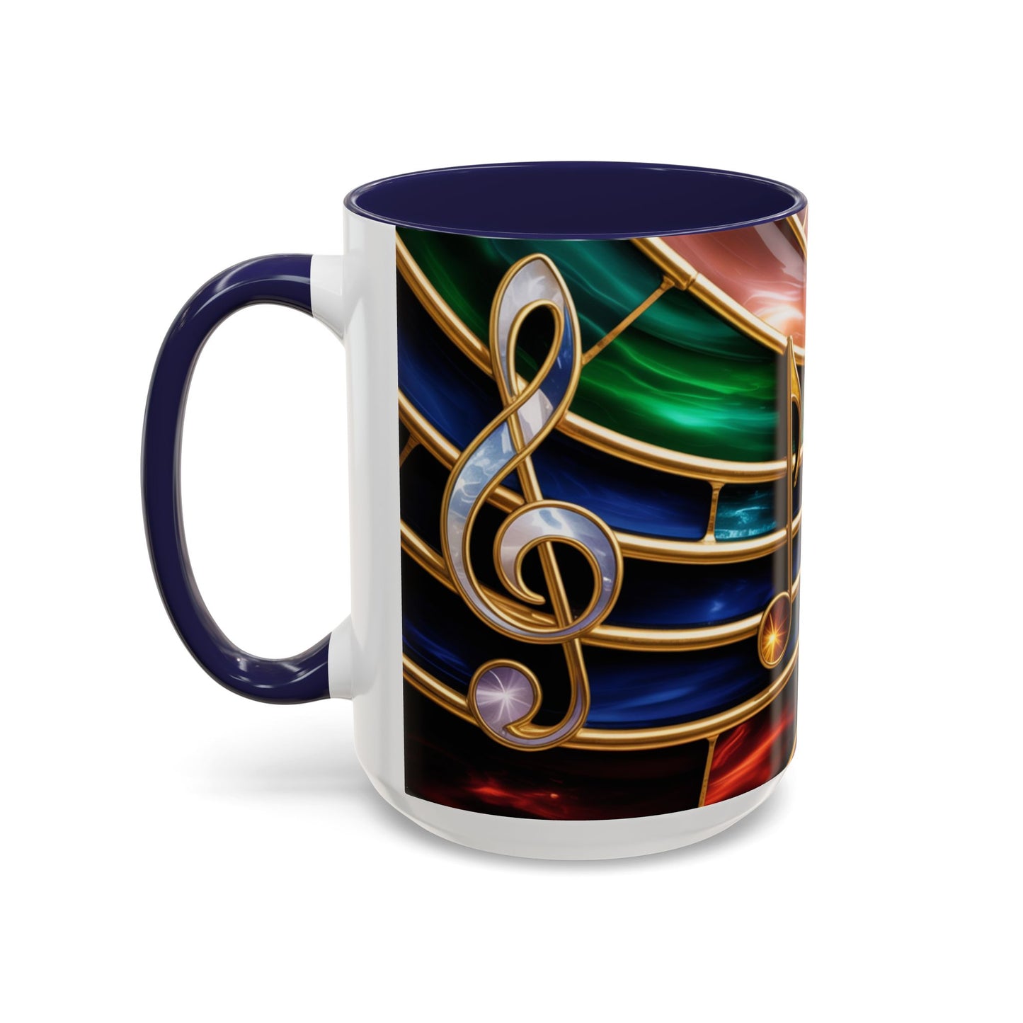 Stained Glass Music Mug, Musical Notes Coffee Cup, Colorful Treble Clef Mug, Musician Gift Idea, Music Lover Cup, Art Mug for Singers