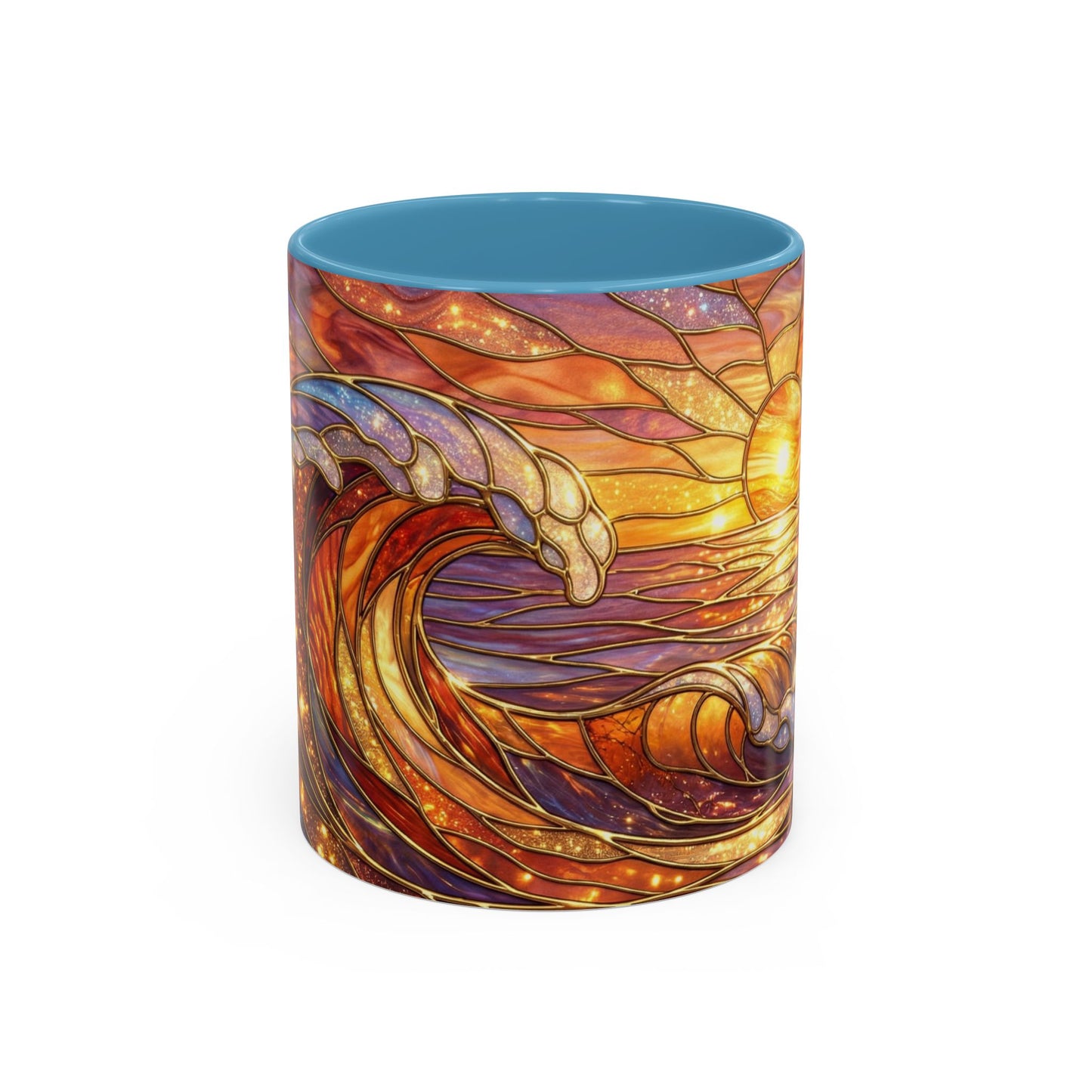 Stained Glass Wave Mug, Ocean Sunset Coffee Cup, Vibrant Beach Art, Sea Lover Gift, Mosaic Tea Cup, Summer Kitchen Decor, Nature Drinkware