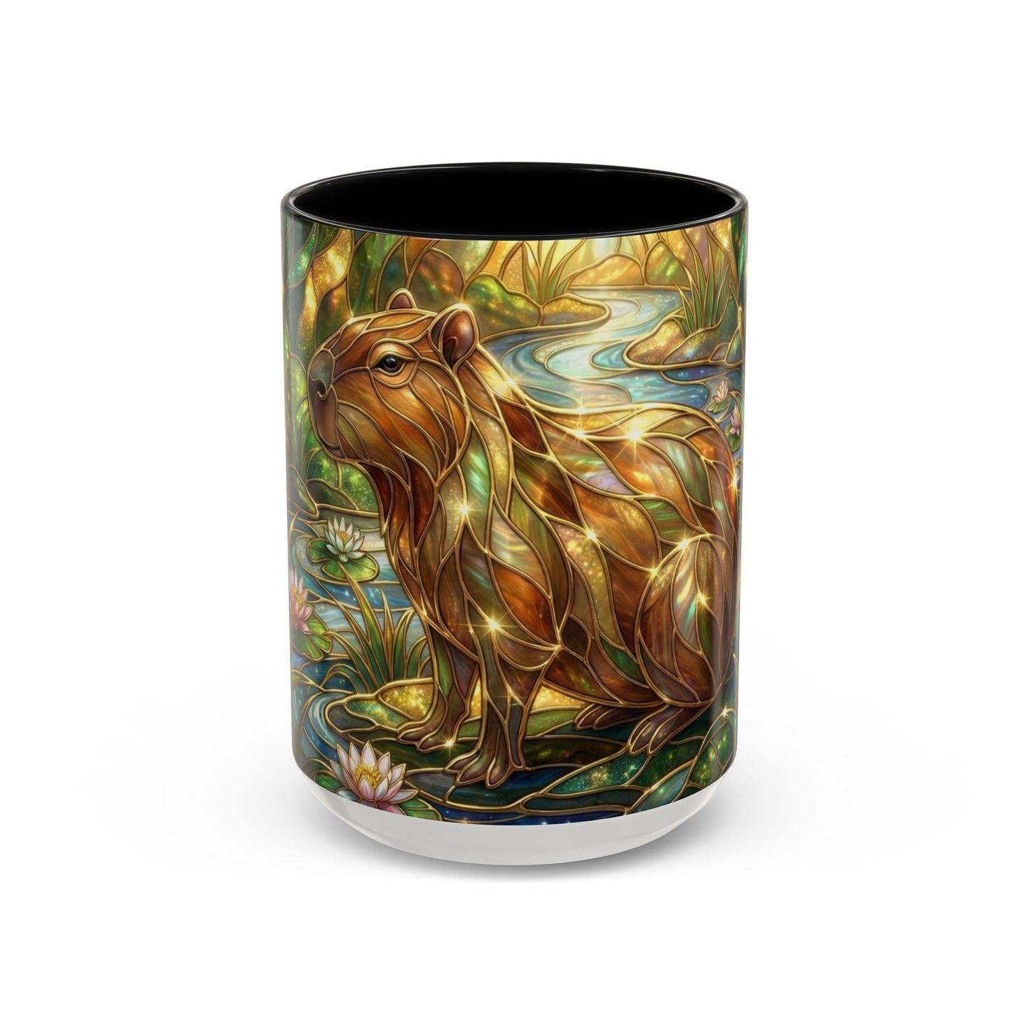 Capybara Coffee Mug, Stained Glass Capybara Art Mug, Cute Animal Lover Gift, Nature Inspired Ceramic Coffee Cup, Unique Wildlife Mug, 11oz 15oz