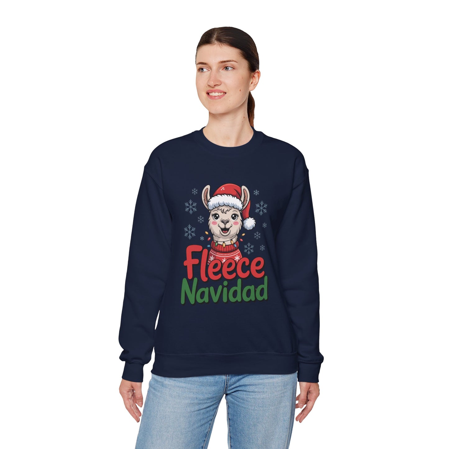 Fleece Navidad Christmas Sweatshirt, Funny Llama Holiday Sweater, Cozy Unisex Crewneck, Cute Christmas Pun Gift For Friends And Family