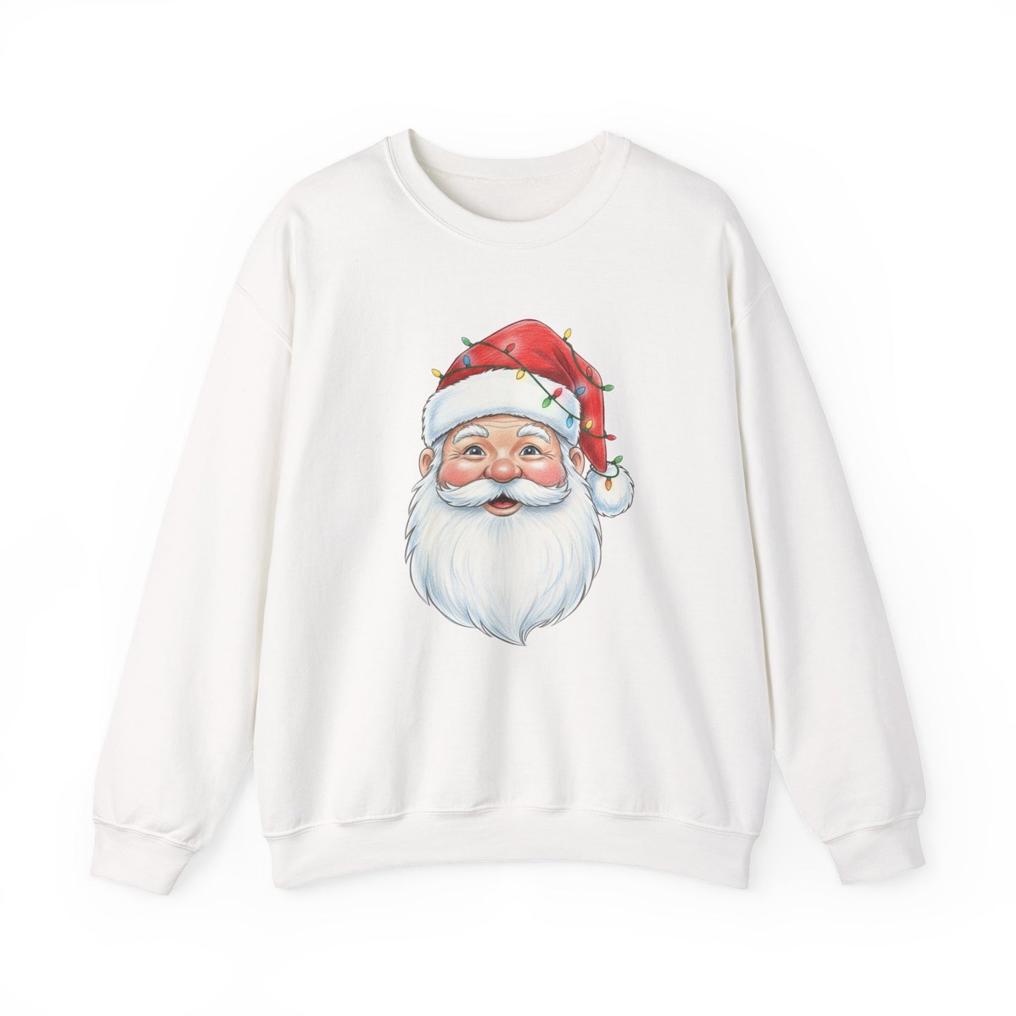 Santa Claus Christmas Sweatshirt, Vintage Santa Crewneck, Holiday Santa Face Sweater, Cute Christmas Lights Santa Shirt, Funny Xmas Sweatshirt