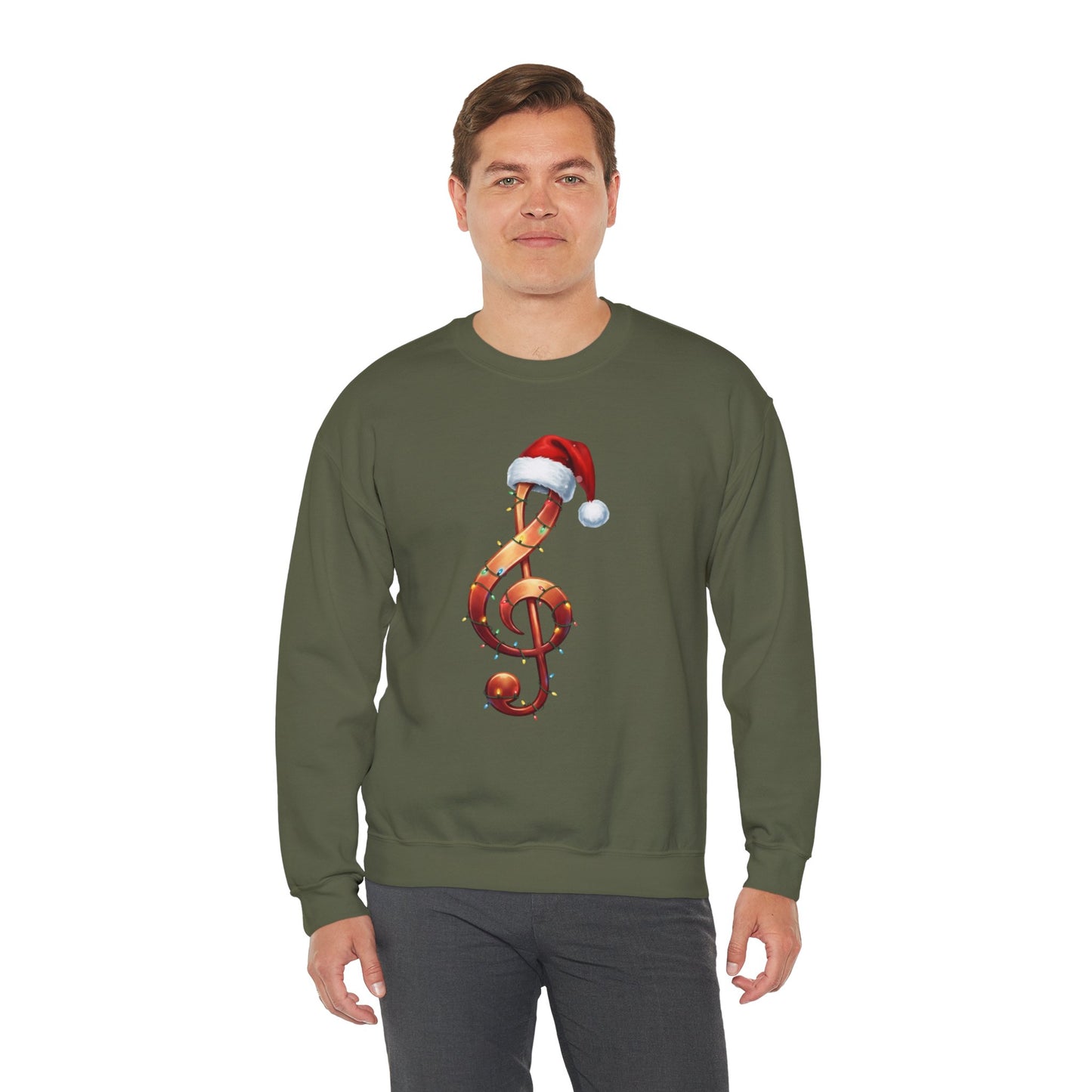 Christmas treble clef sweatshirt, music note Santa hat shirt, Christmas lights music lover sweater, musician holiday crewneck, Xmas gift