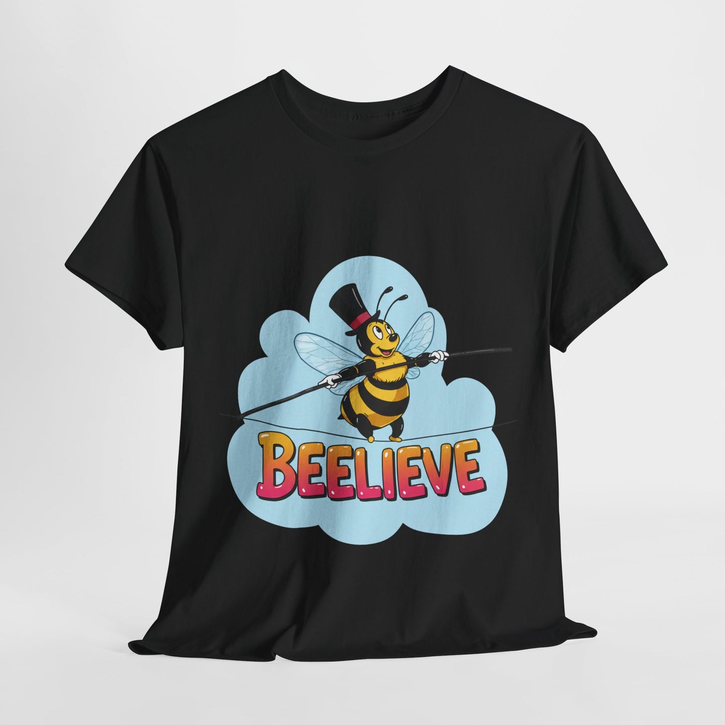 “Beelieve” Bee Pun T‑Shirt | Cute Bee Graphic Tee | Inspirational Pun Shirt | Funny Nature Lover Gift | Bee Belief Positive Vibes Tee