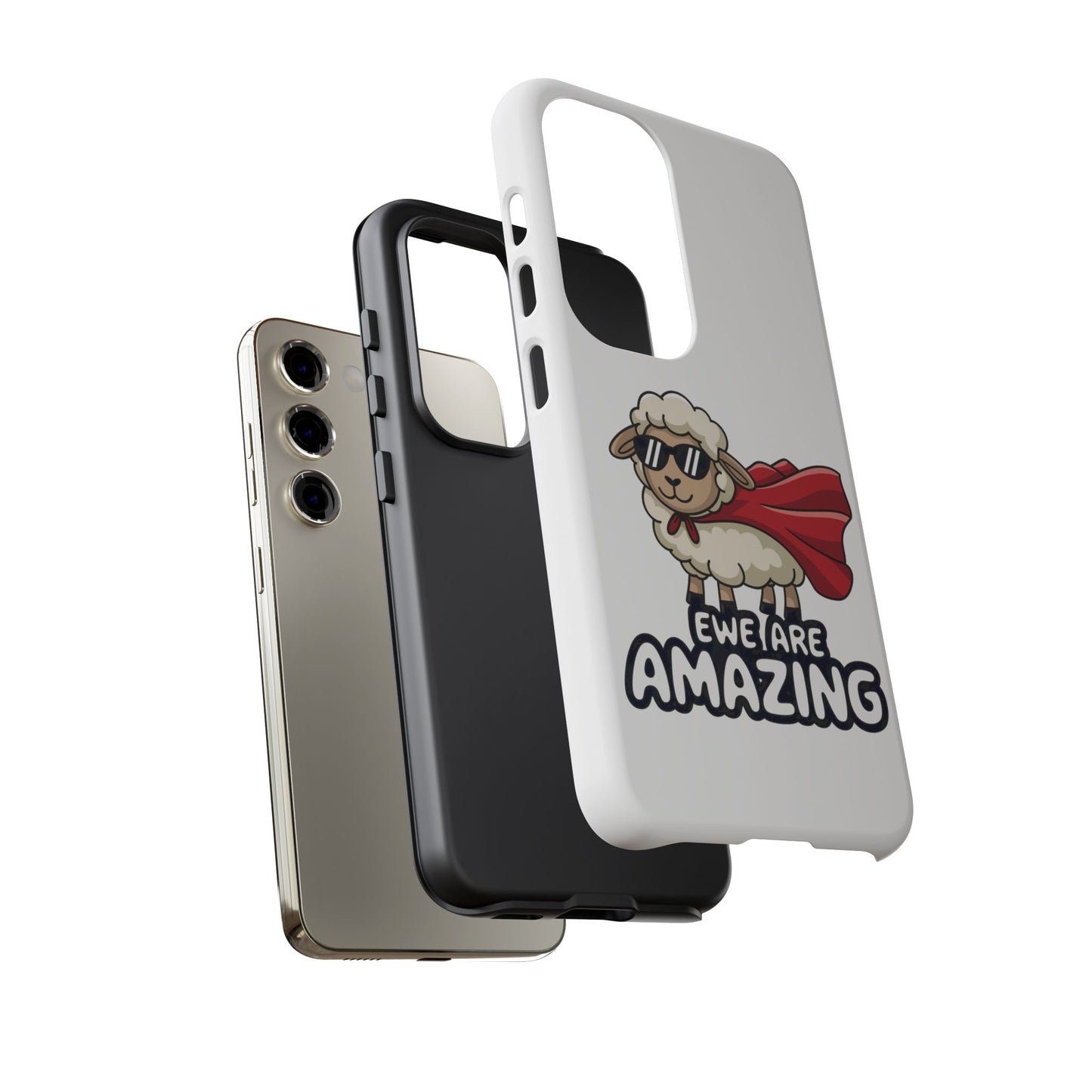 Funny Samsung Case - Cute Sheep Phone Cover - "Ewe Are Amazing" Gift for Her or Him - Animal Pun Superhero Case - Samsung Case