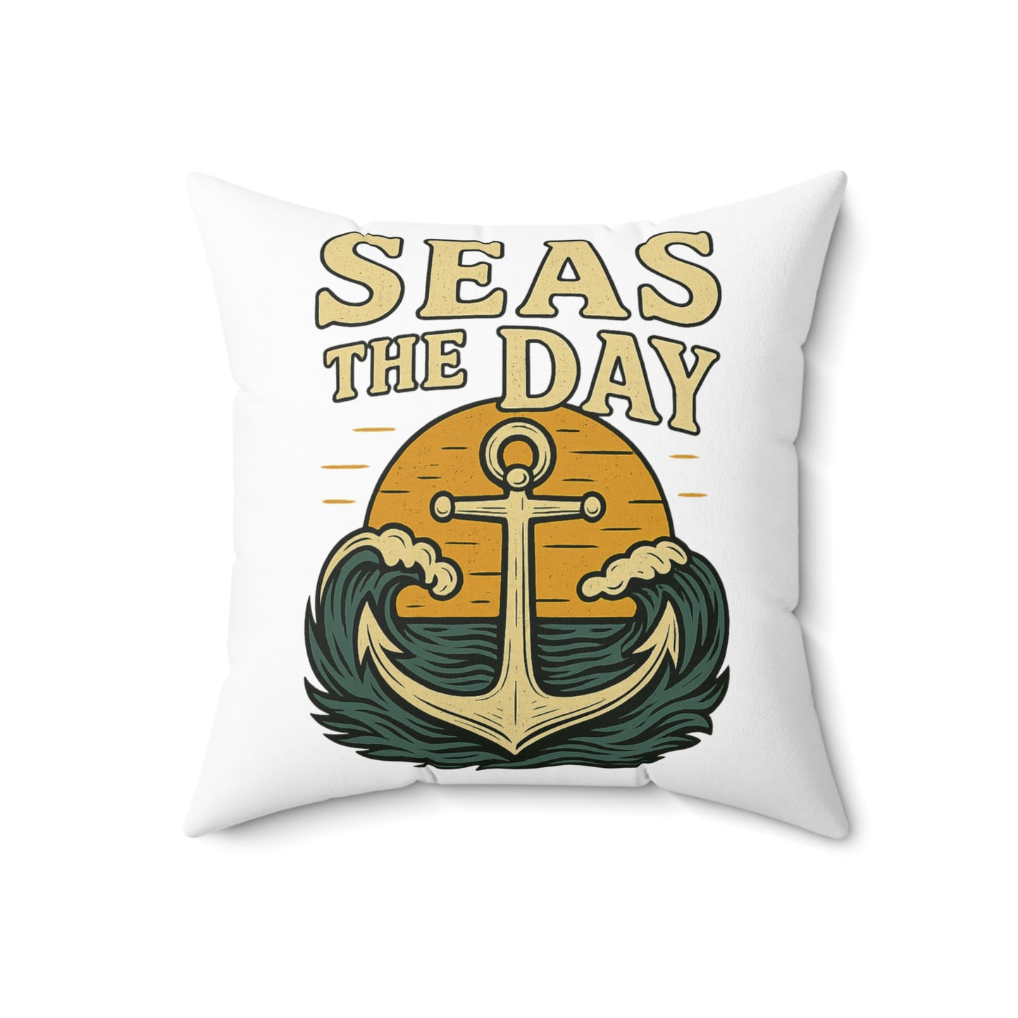 Pillow Seas the Day Nautical Decor Ocean Themed Throw Pillow Decoration Beach Decor