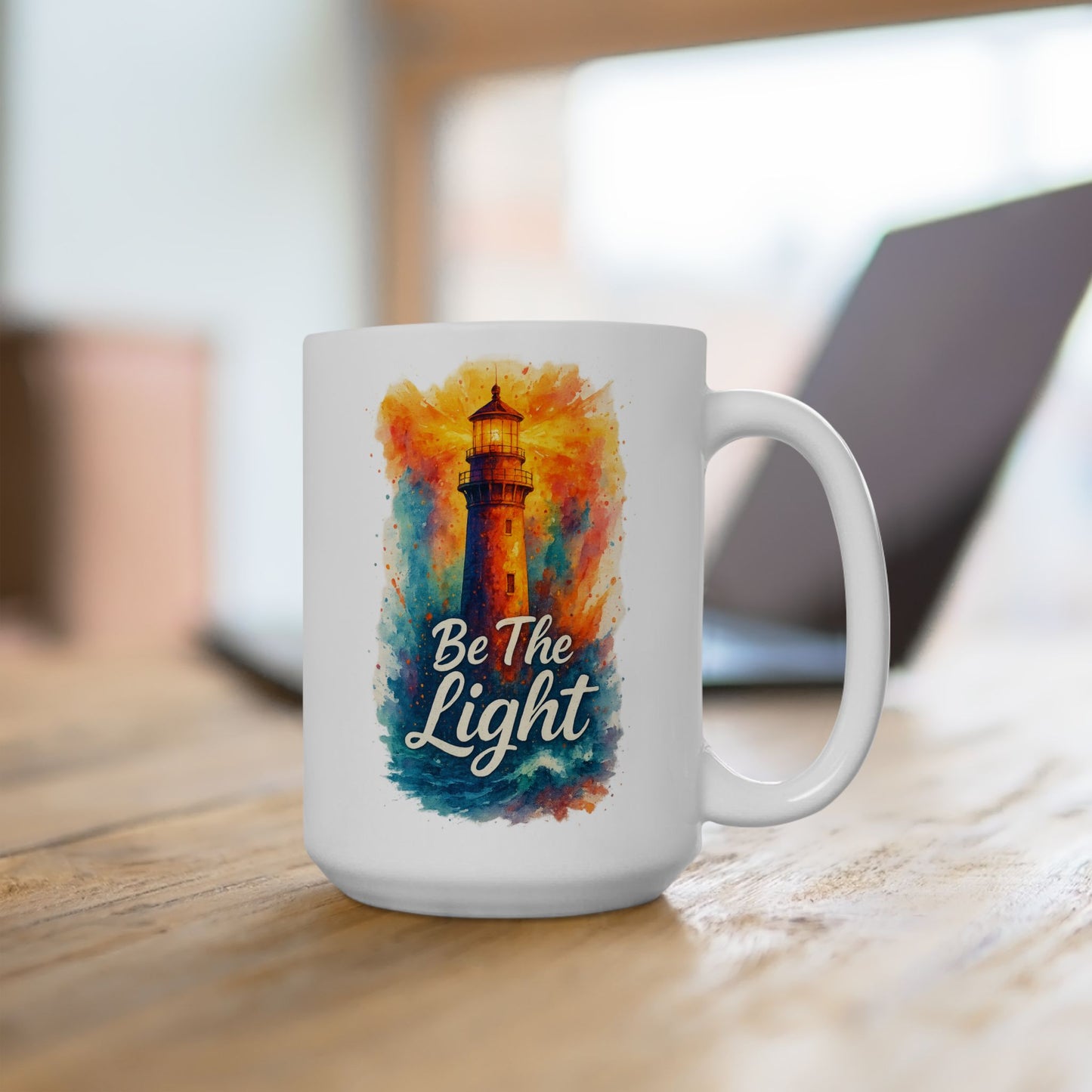 Be the Light Lighthouse Mug - Inspirational Ceramic Coffee Cup | Motivational Gift for Him, Her, Graduation, New Job