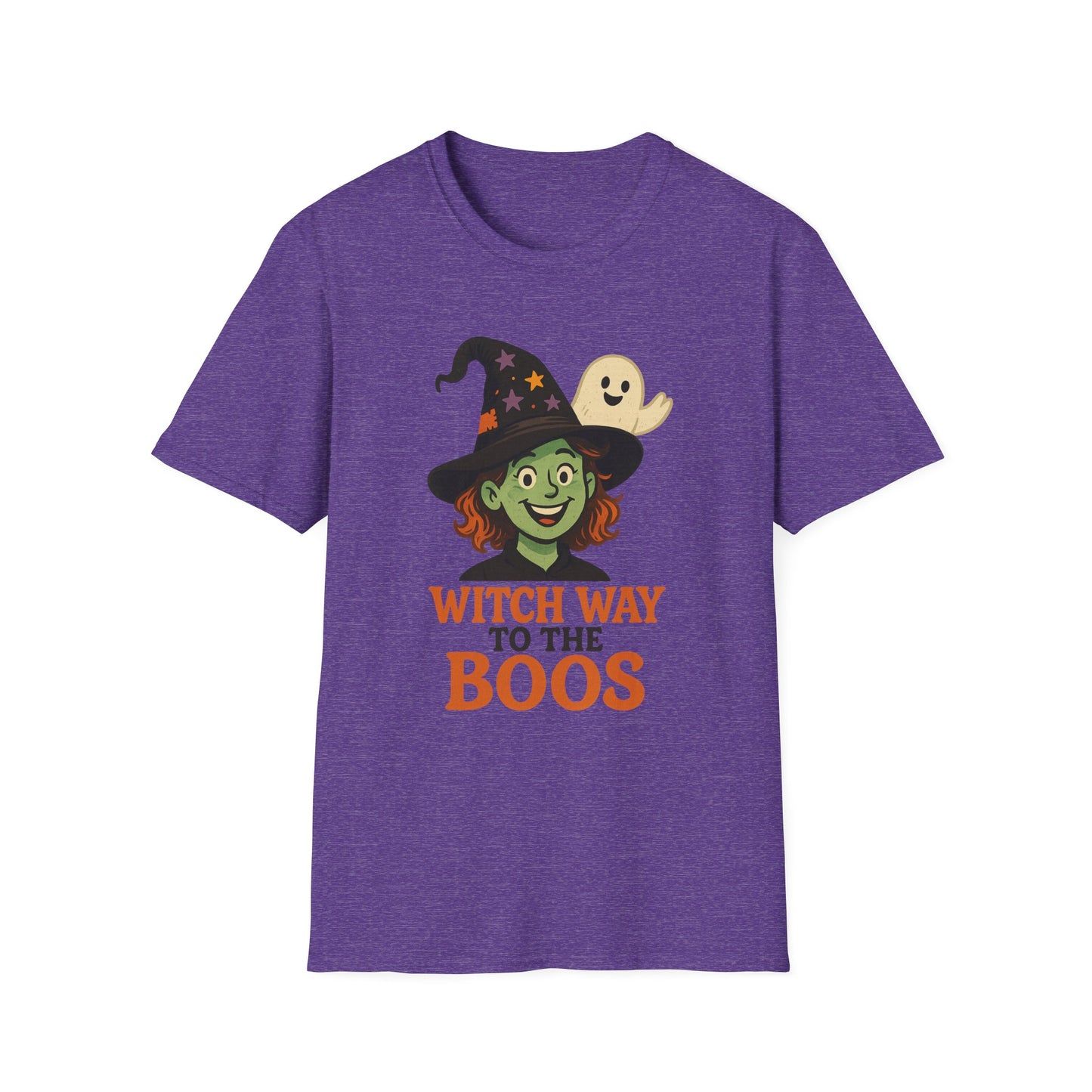 Witch Way to the Boos Halloween Shirt | Cute Witch and Ghost T-Shirt | Spooky Season Graphic Tee | Funny Halloween Costume Top