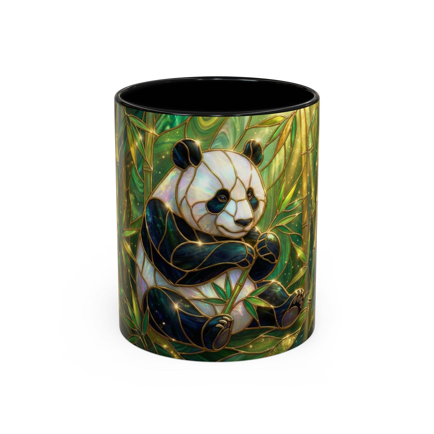 Stained Glass Panda Mug, Panda Coffee Mug, Bamboo Panda Cup, Cute Panda Gift, Nature Animal Mug, Wildlife Art Mug, Panda Lover Gift