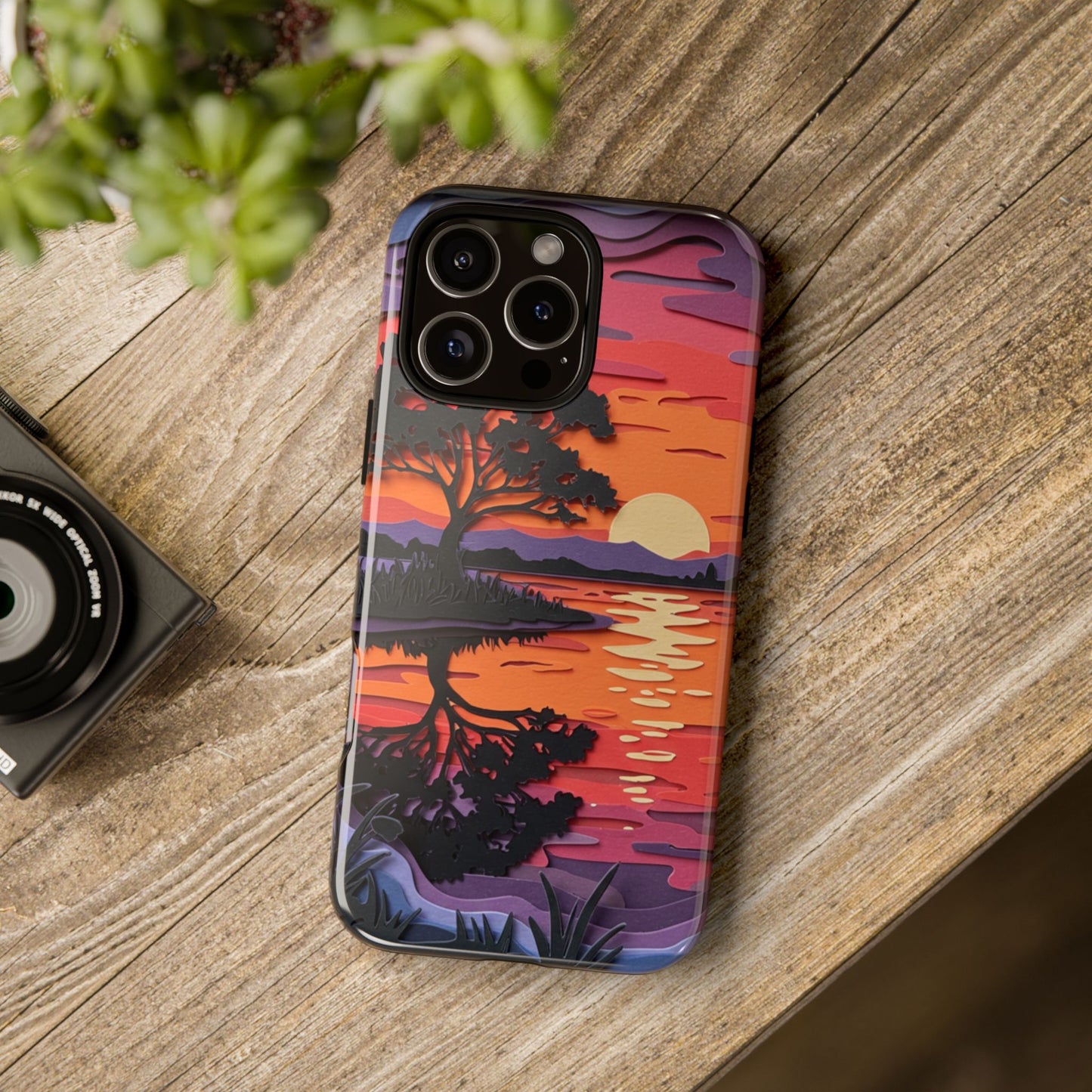iPhone Case - Colorful Paper Art Sunset Design
