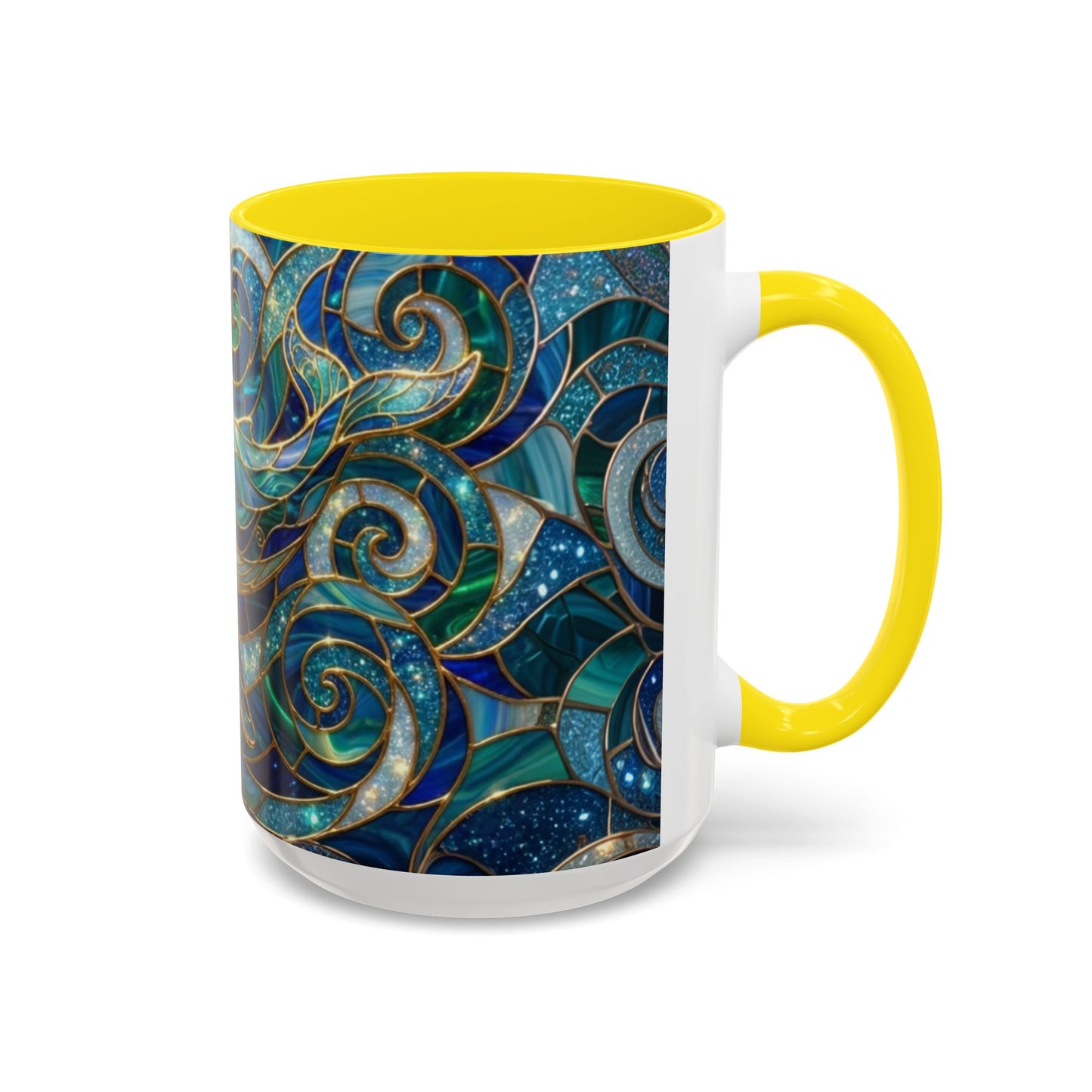Stained Glass Whale Mug, Ocean Art Coffee Cup, Blue Sea Life Design, Nautical Gift For Ocean Lovers, Colorful Stained Glass Whale Cup
