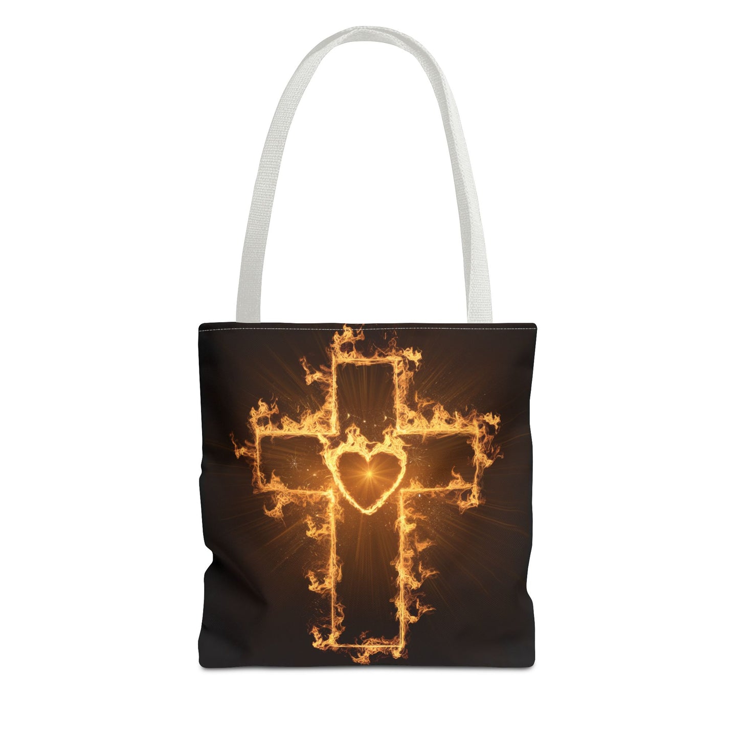 Stylish Flame Cross Tote Bag - Faith-Inspired Fashion