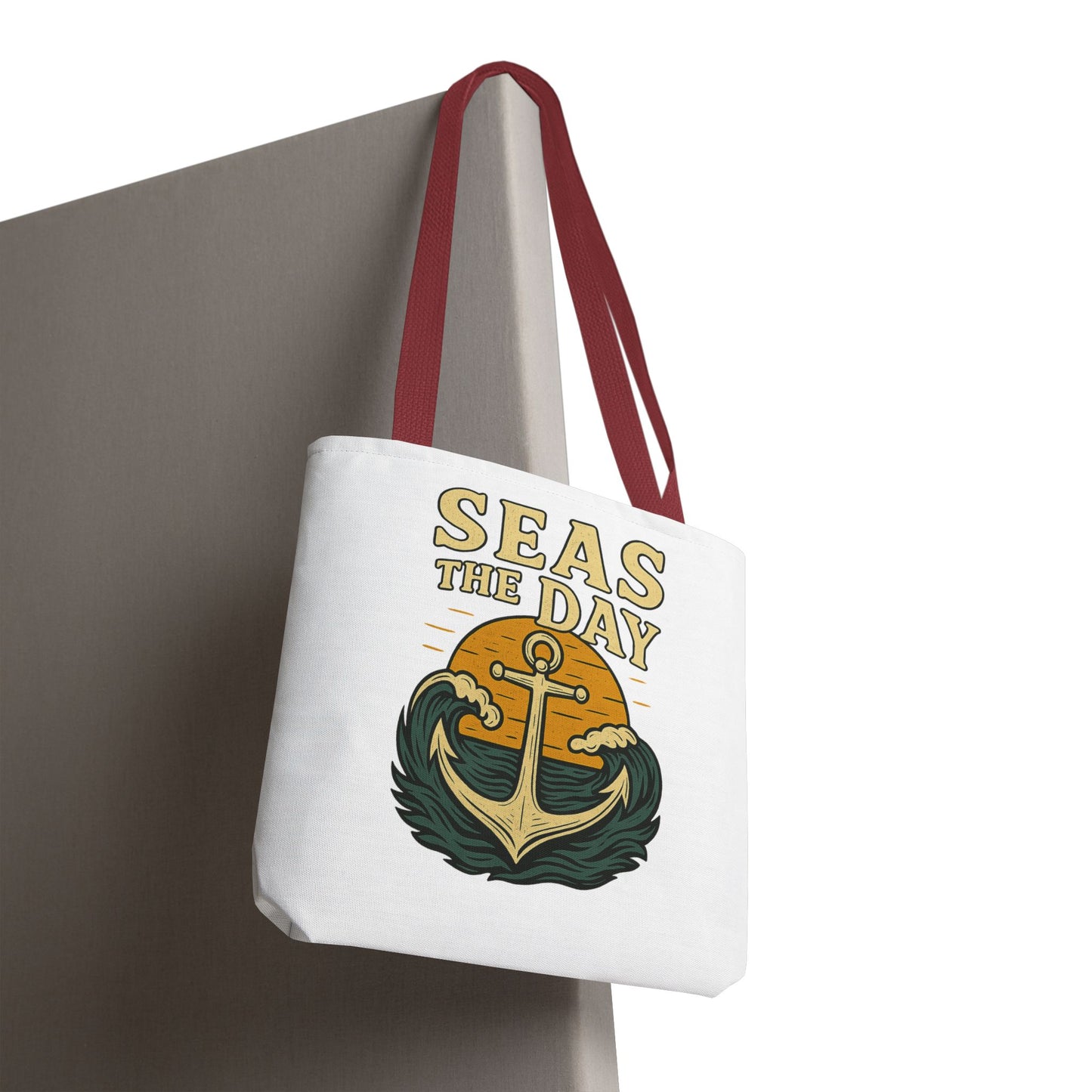 "Seas the Day" Nautical Tote Bag – Funny Beach Quote Canvas Bag with Anchor | Coastal Gift Idea for Summer, Travel, or Daily Use